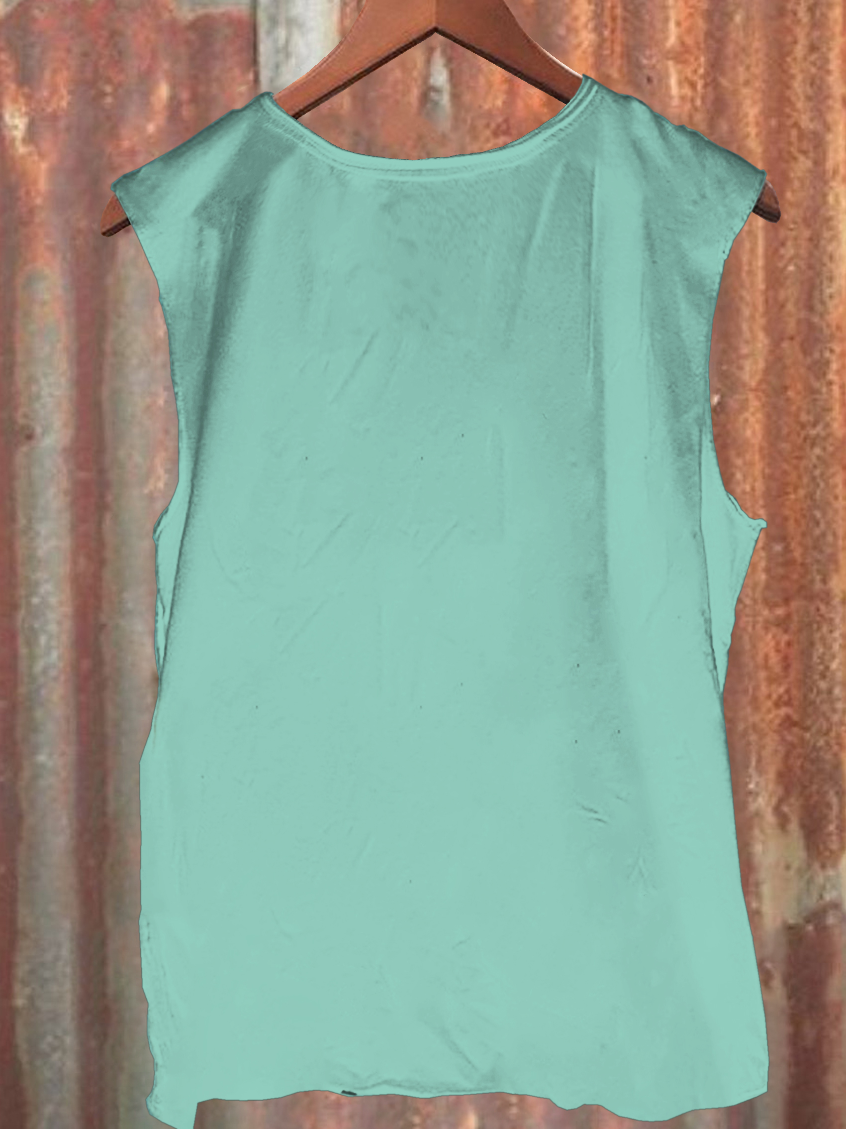 Vintage Black Cat Riding Chicken Print 100% Cotton Casual Tank Top