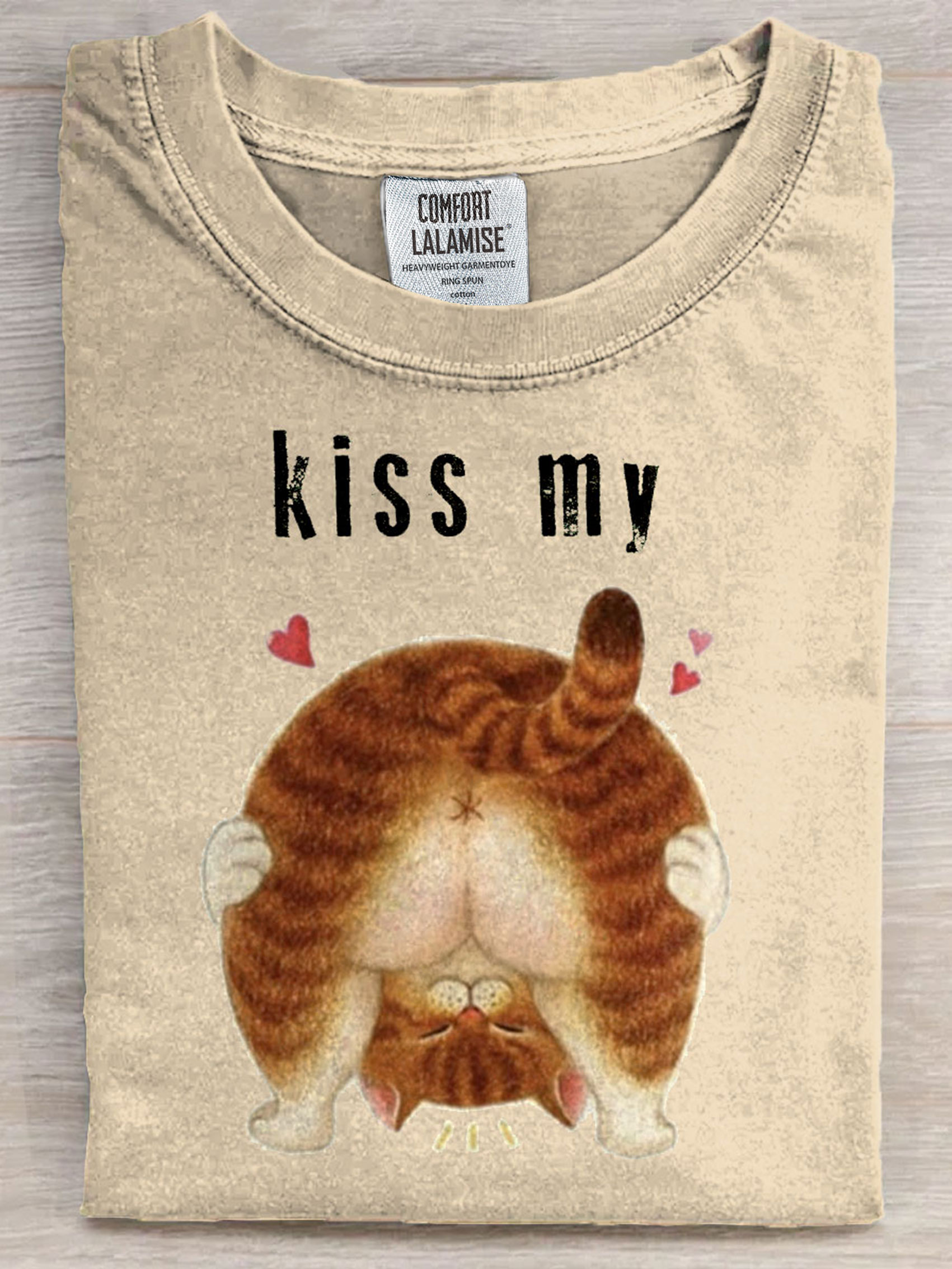 Kiss My Funny Cat Art Print Casual Short Sleeve T-shirt