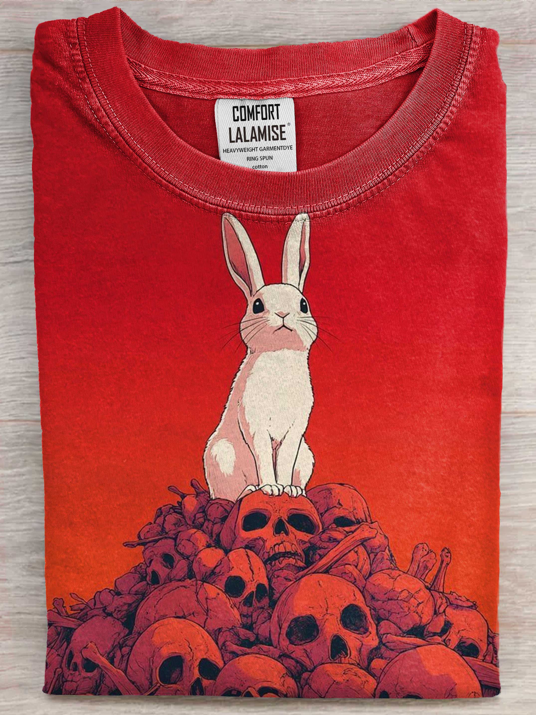 White Rabbite Dark Art Print Casaul Short Sleeve T-shirt