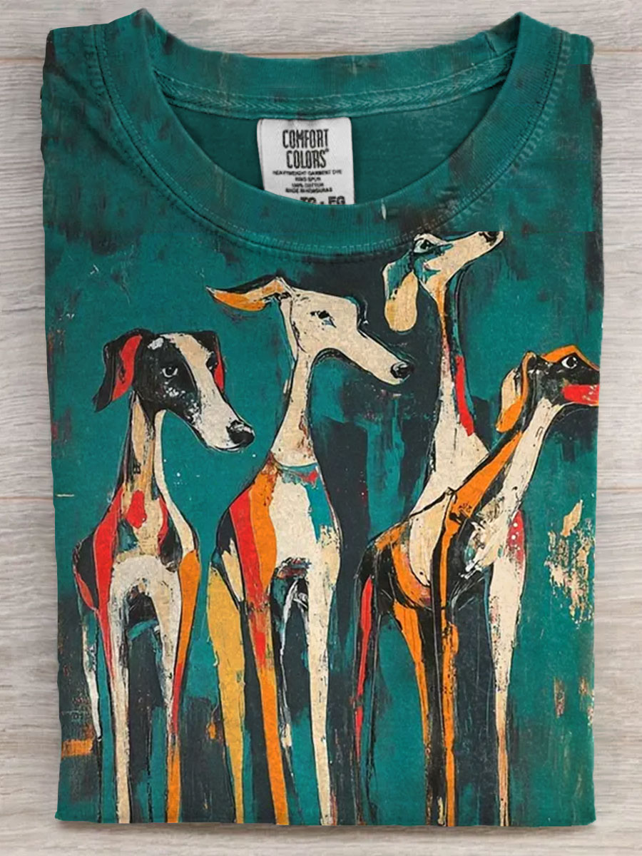 Hound dog Art Print Casaul Short Sleeve T-shirt