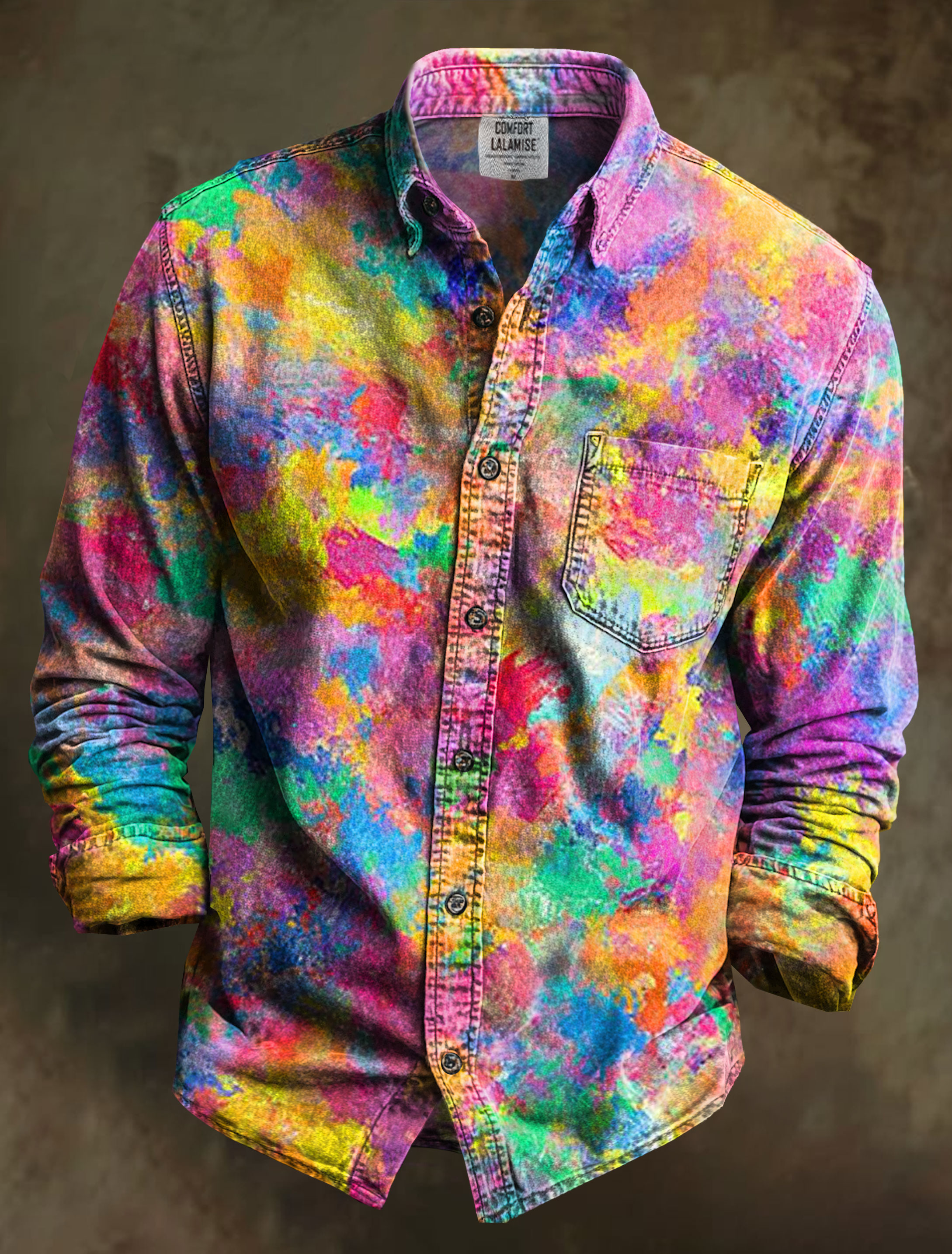 Color Splash Art Print 100% Cotton Long Sleeve Shirt