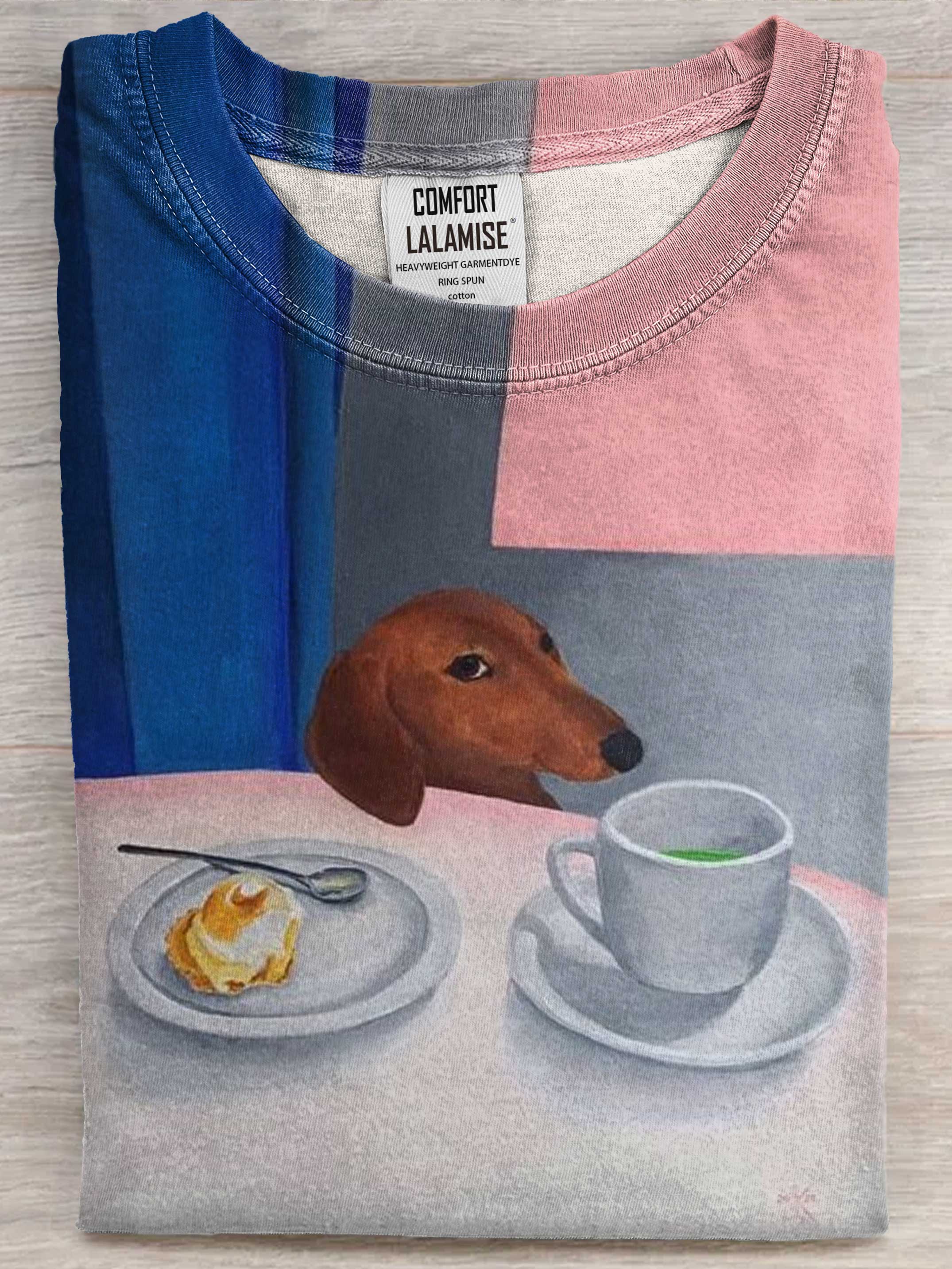 Funny Dachshund Dog Art Print Casaul Short Sleeve T-shirt