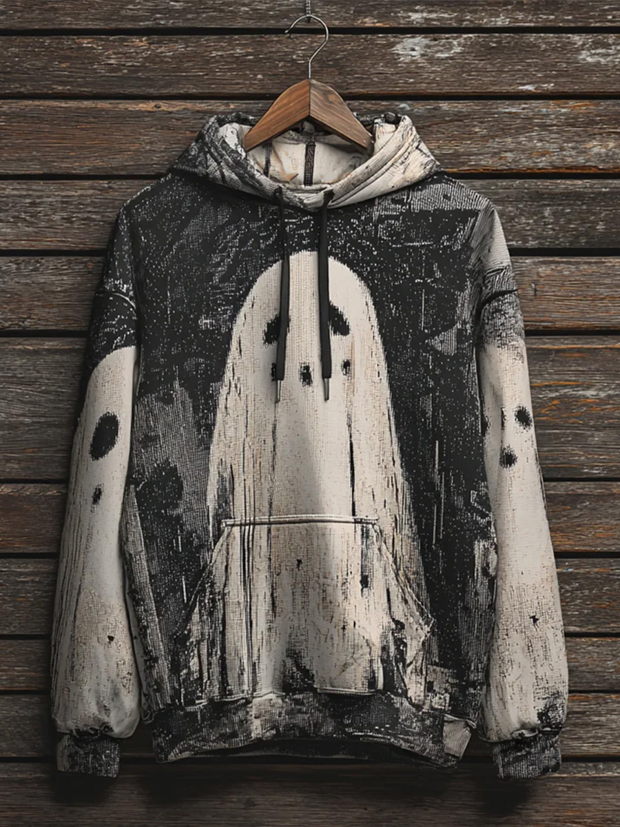 Retro Halloween Ghost Art Print Casual Hoodie Sweatshirt