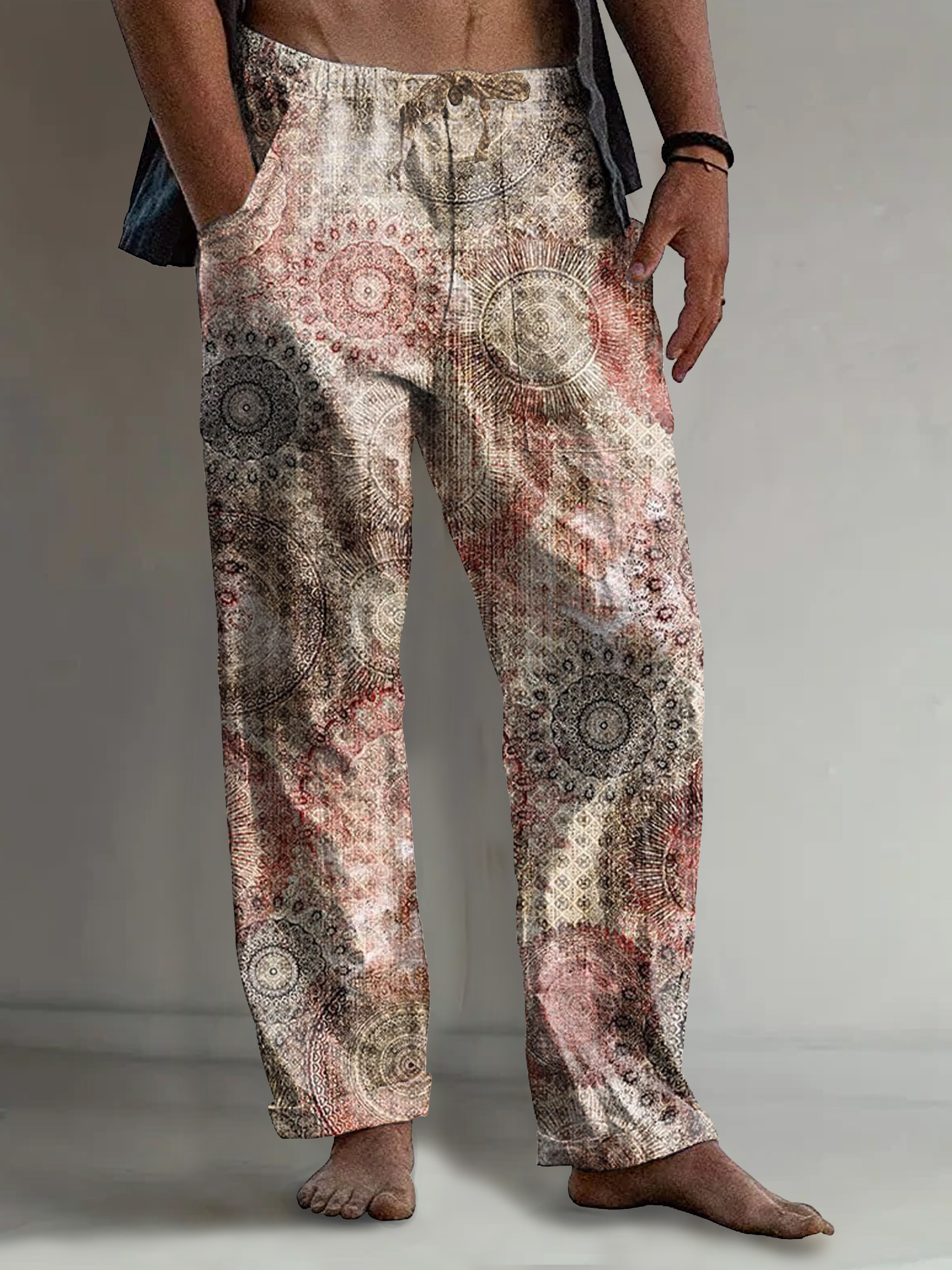 Men's Vintage Ethnic Totem Art Print Comfy 100% Cotton Pants