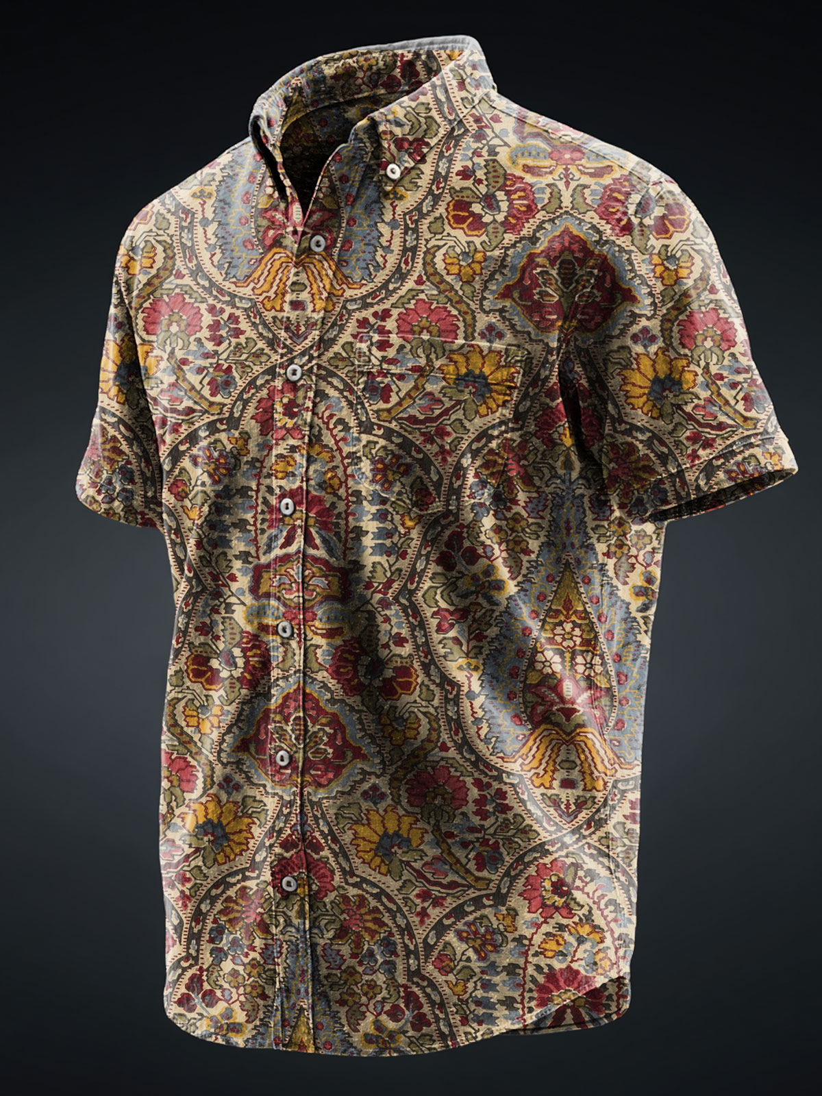 Vintage Print 100% Cotton Denim Shirt