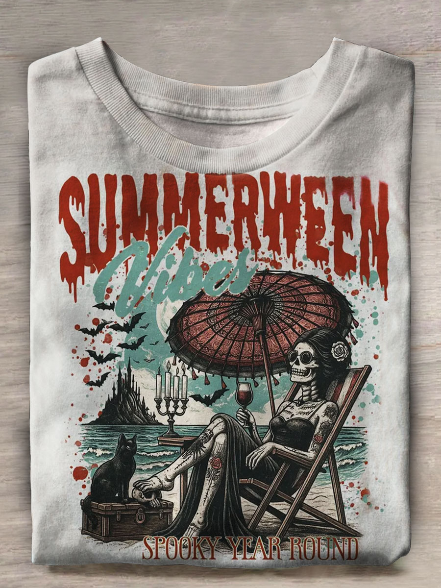 Summer Halloween Print Casual T-shirt