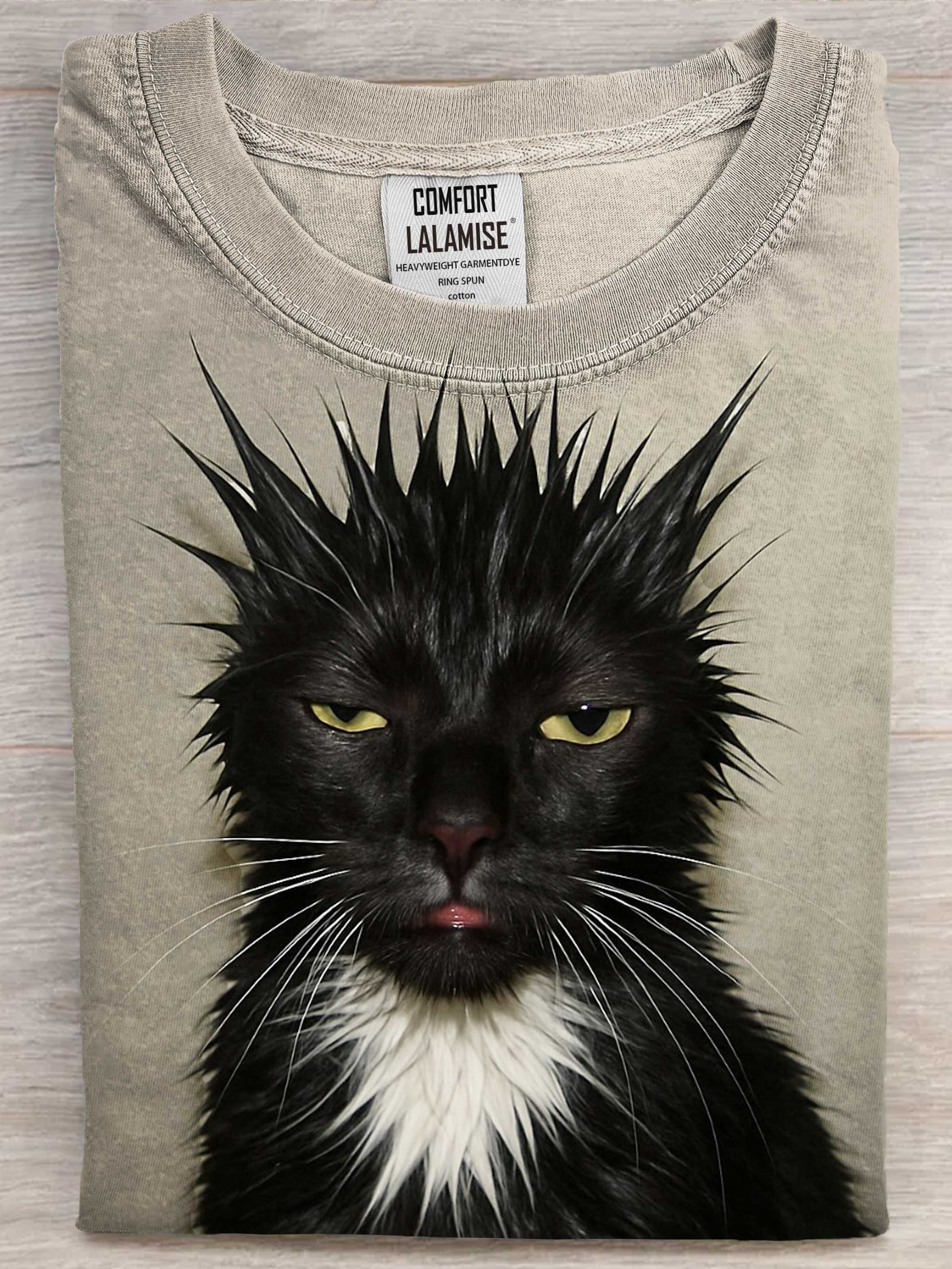 Funny Cat Art Print Cotton Casaul Short Sleeve T-shirt