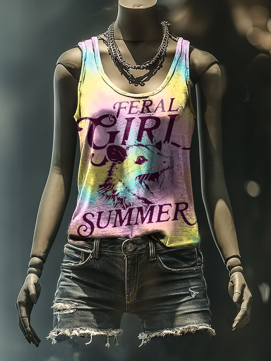 Feral Girl Summer Print Casual Tank Top