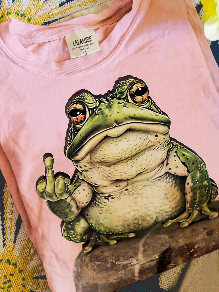 Funny Frog Print Casual T-shirt