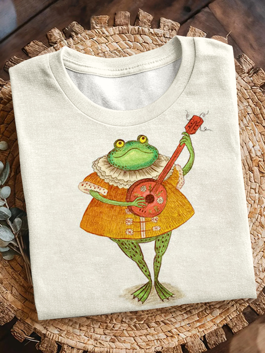 Cute Frog Print Short Sleeve T-Shirt