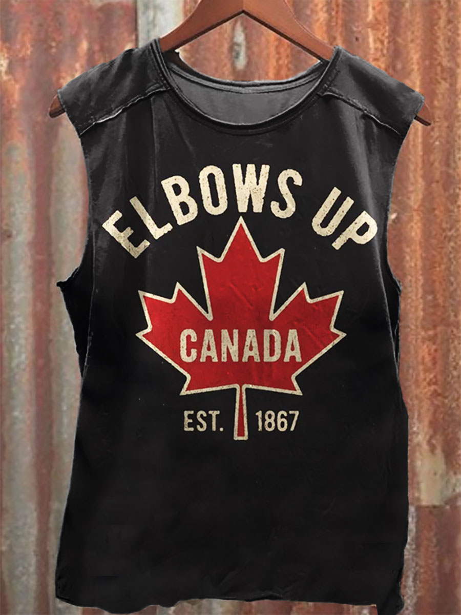 Canada Vintage Print 100% Cotton Casual Tank Top