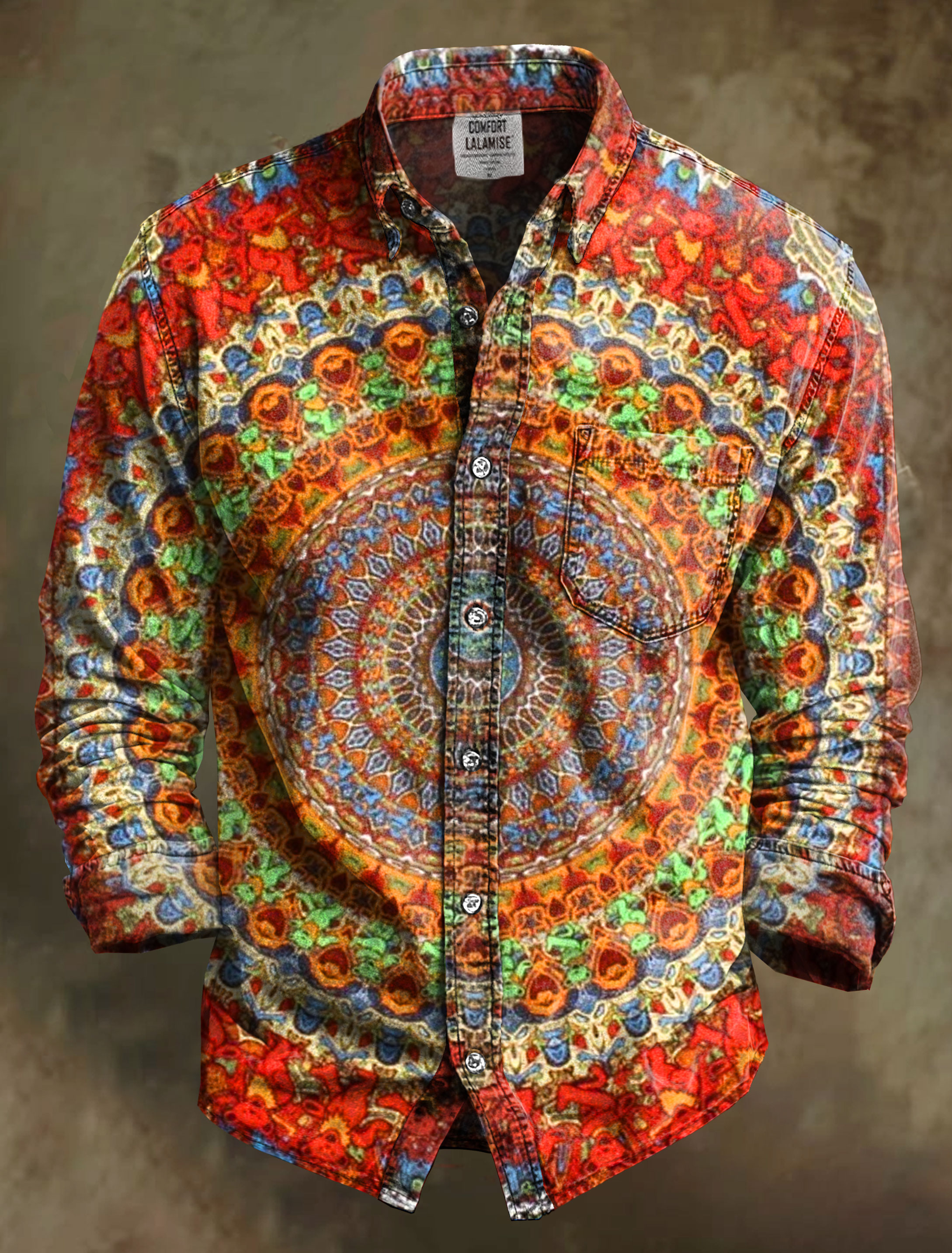 3D Grateful Dead Bear Art Print 100% Cotton Long Sleeve Shirt