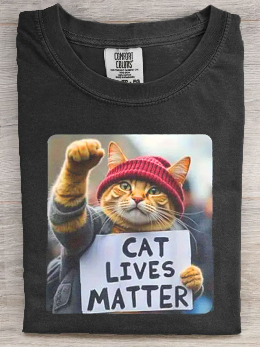 Cat Lives Matter Art Print Casual Short Sleeve T-shirt
