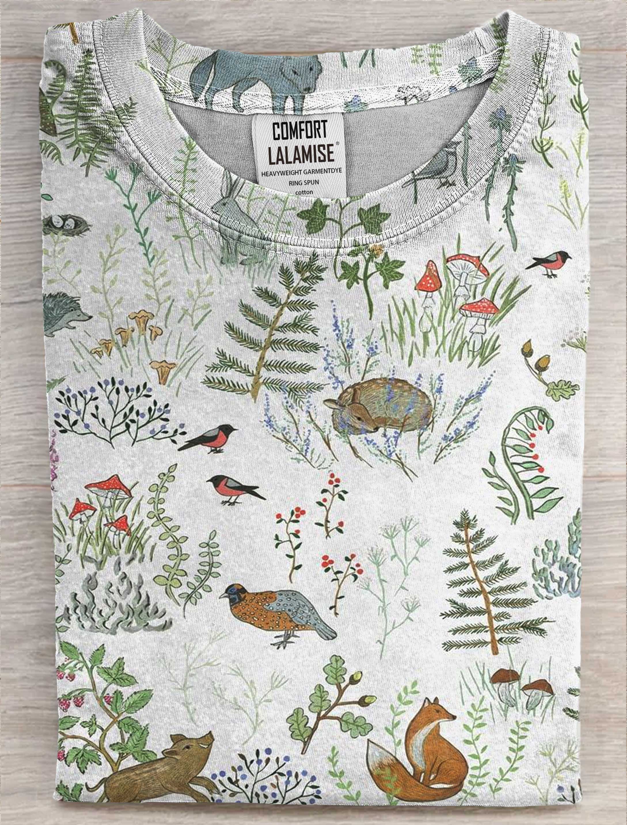 Cute Nature Art Print Casaul Short SleeveT-shirt