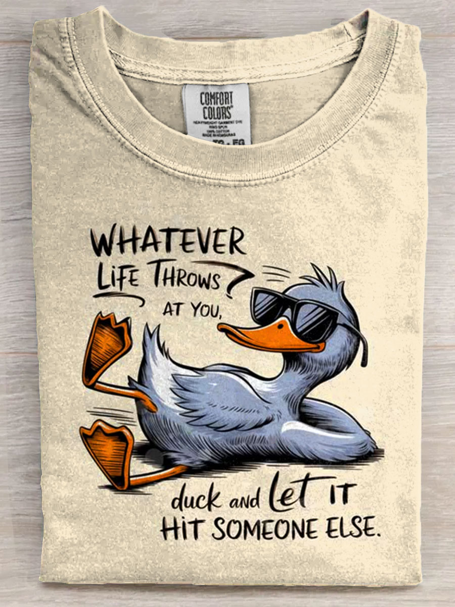 Funny Letter Duck Art Print Causal Short Sleeve T-shirt