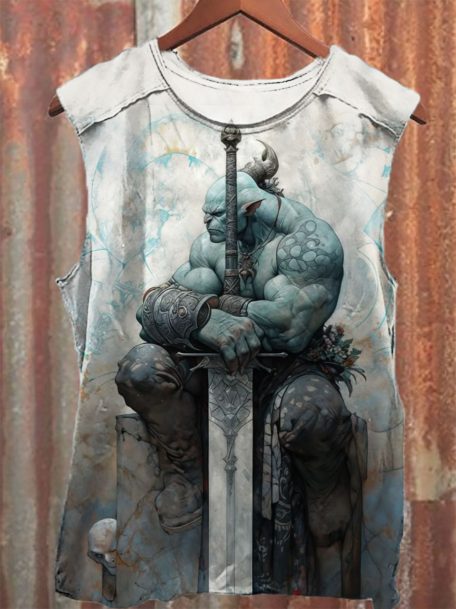 Vintage Art Print 100% Cotton Casual Tank Top