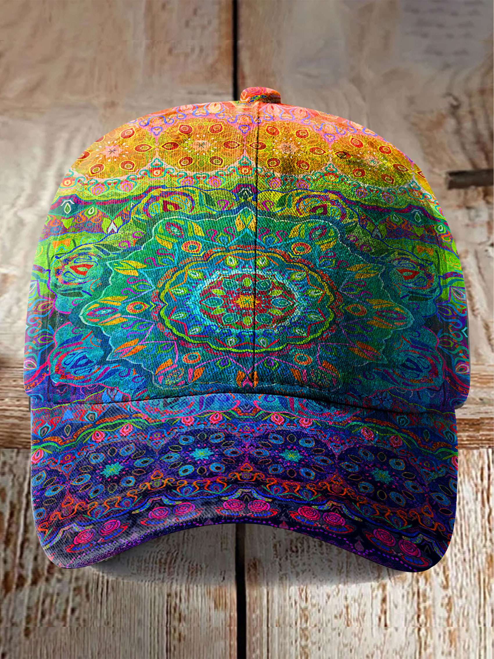 Faux Woven Rainbow Art Print Casaul Hats