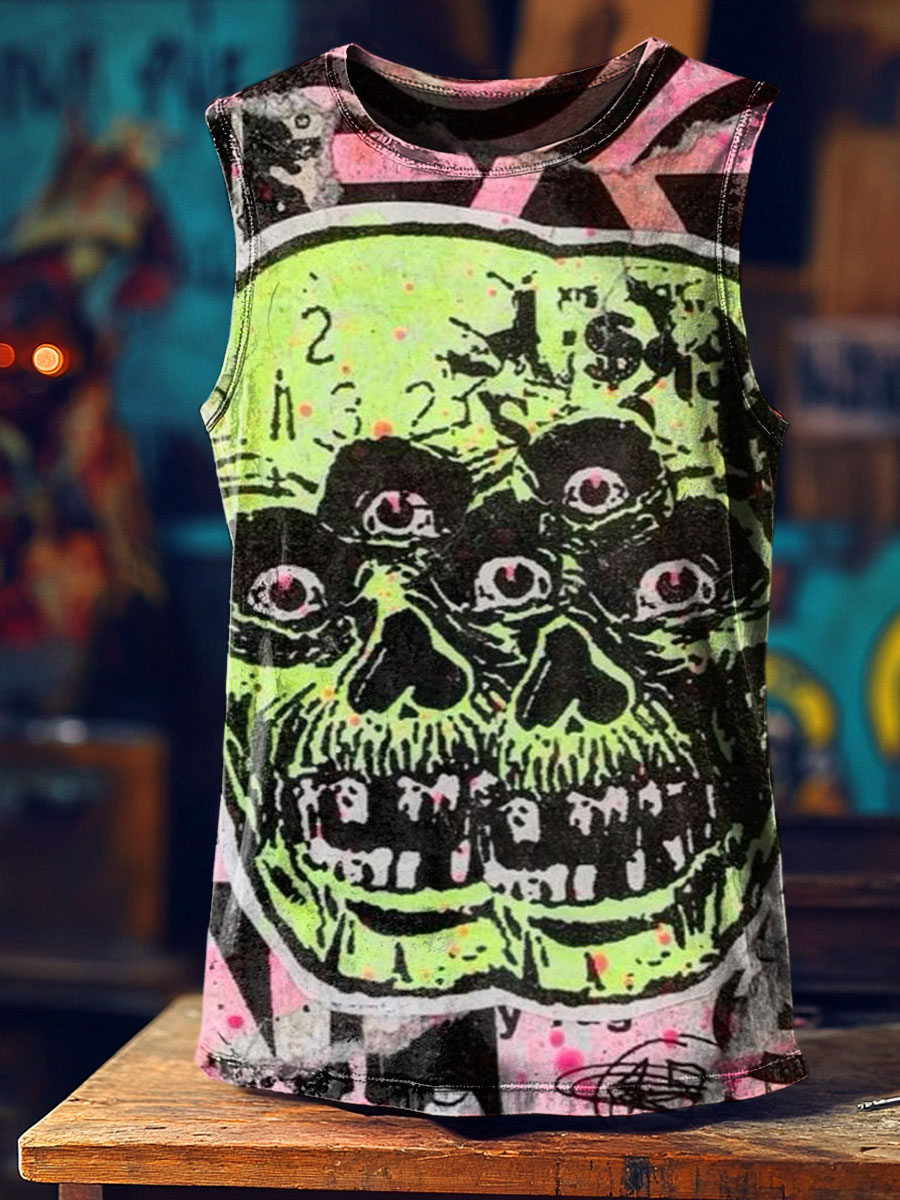 Vintage Horror Art Print 100% Cotton Casual Tank Top