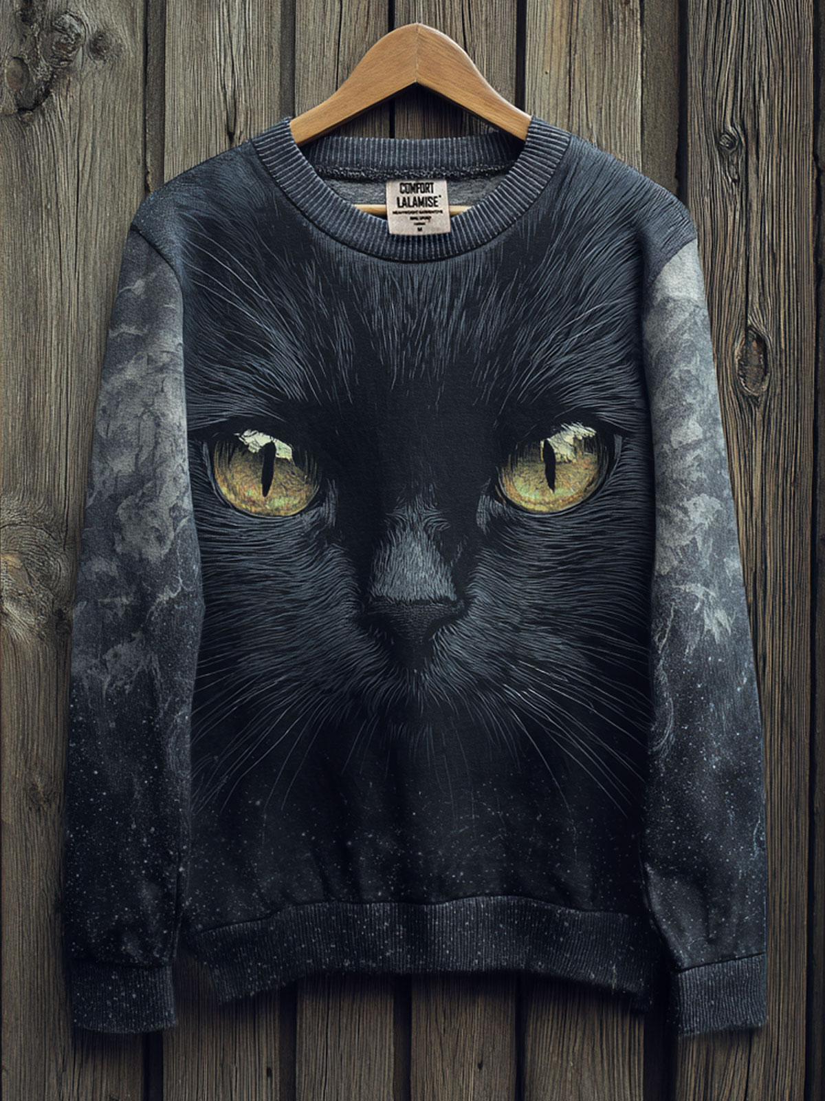 Vintage Halloween Black Cat Face Art Sweatshirt