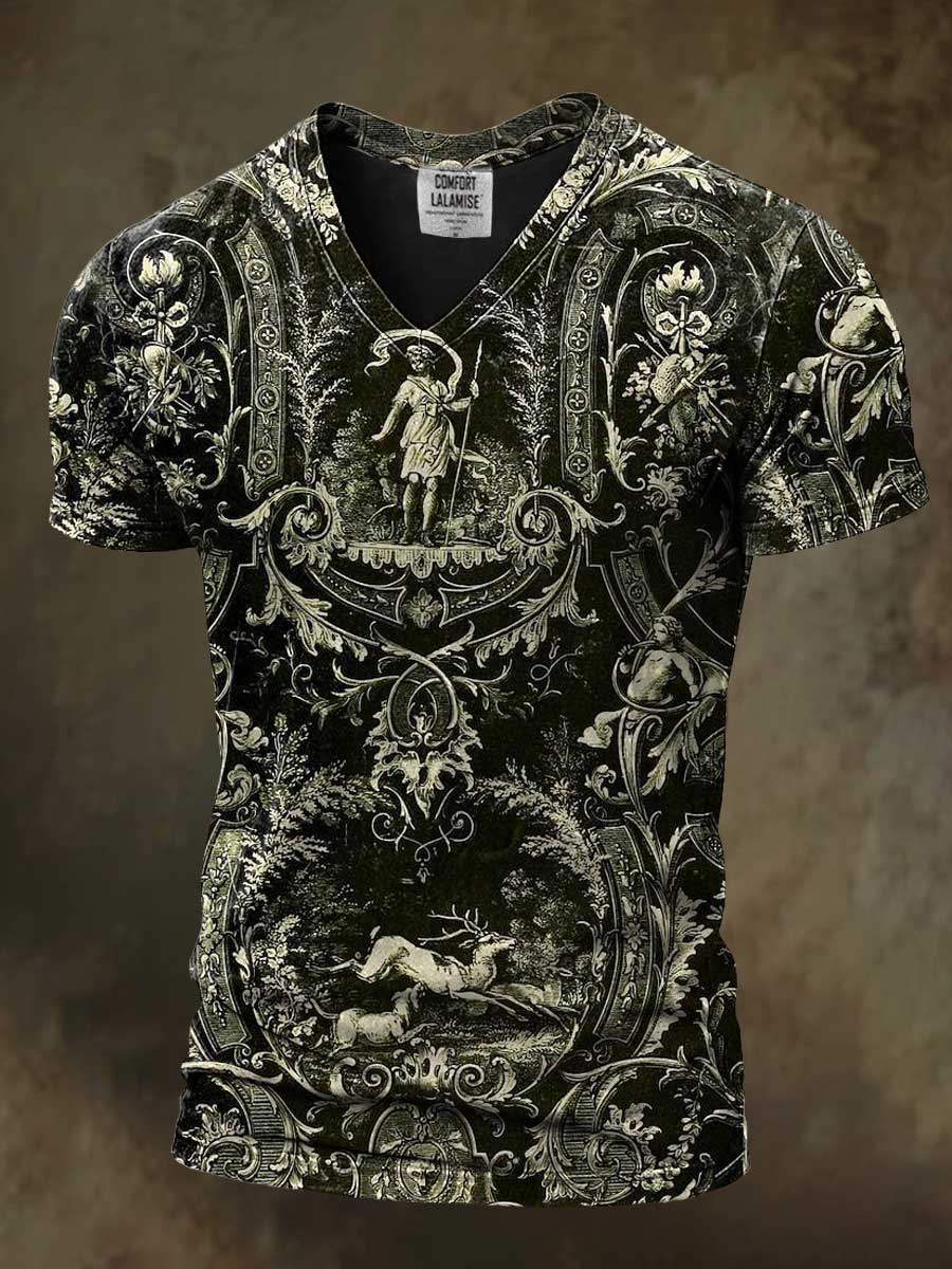 Dark Art Print Casaul Short Sleeve V-neck T-shirt