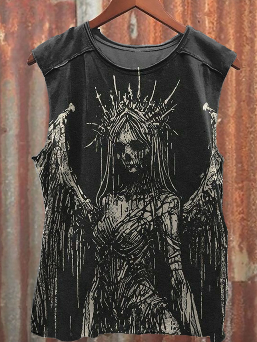 Vintage Dark Art Print 100% Cotton Casual Tank Top