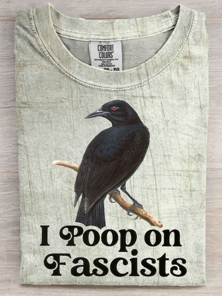 Vintage Crow Art Print Casaul Short Sleeve T-shirt