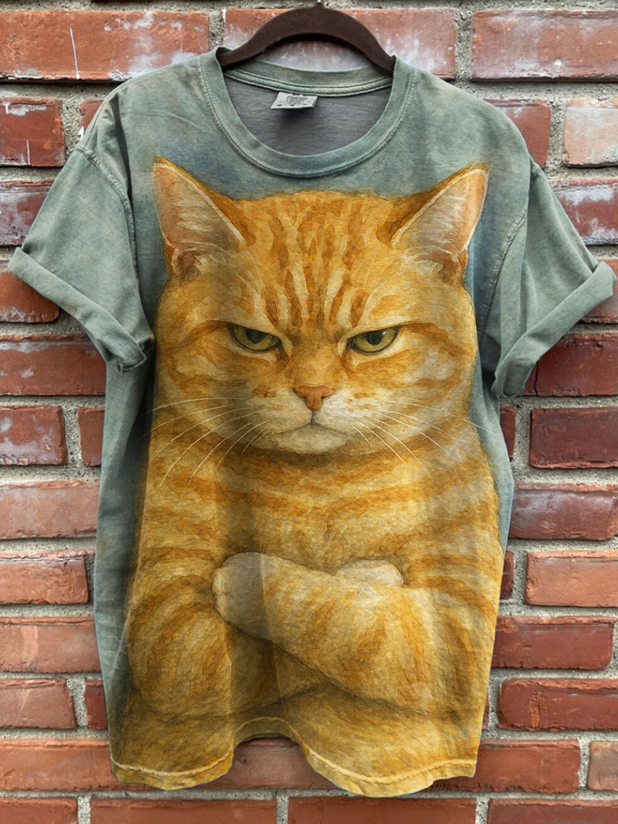 Cat Printed Casual T-shirt