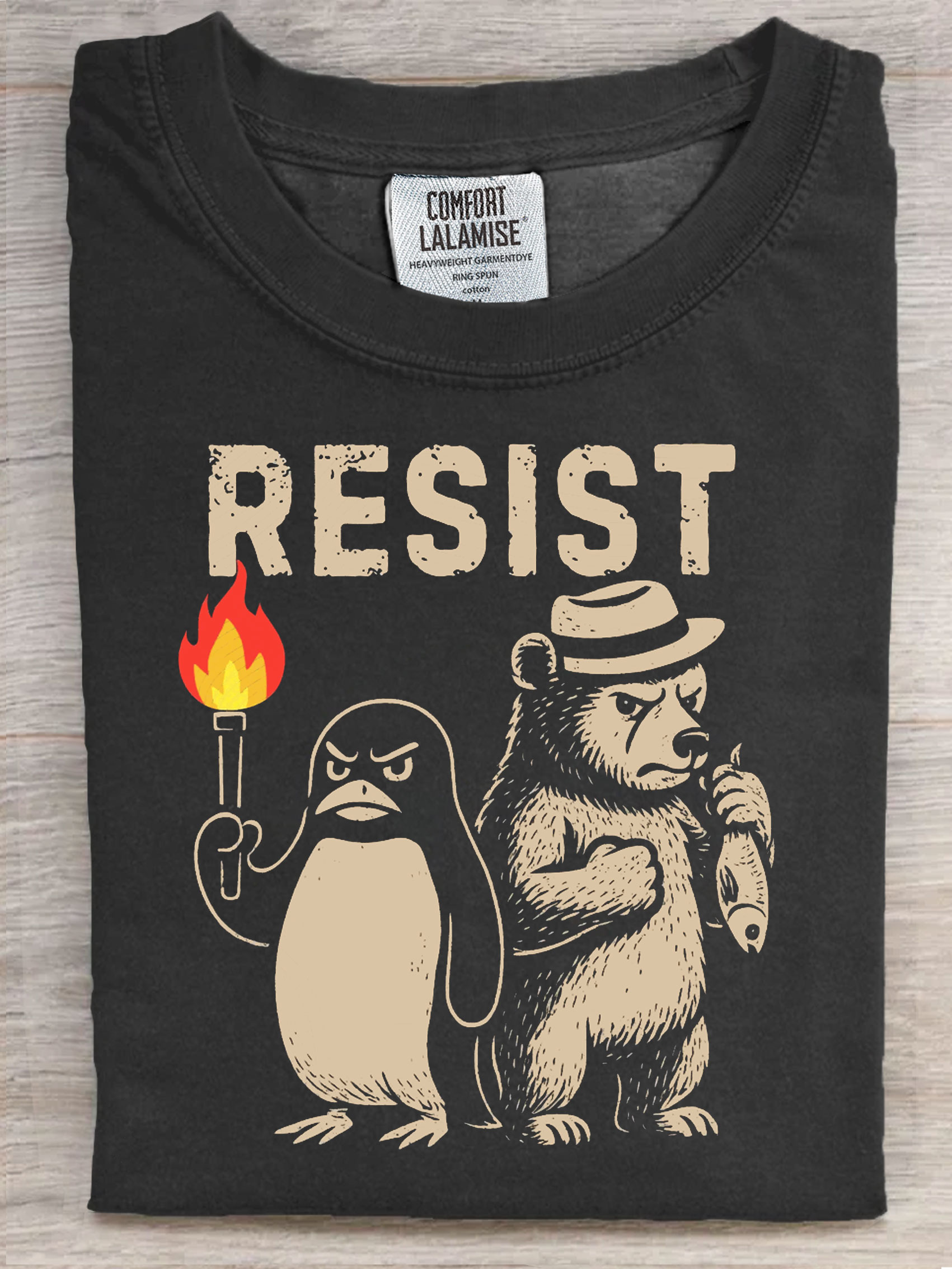 Penguin Resist Casaul Art Print Short Sleeve T-shirt