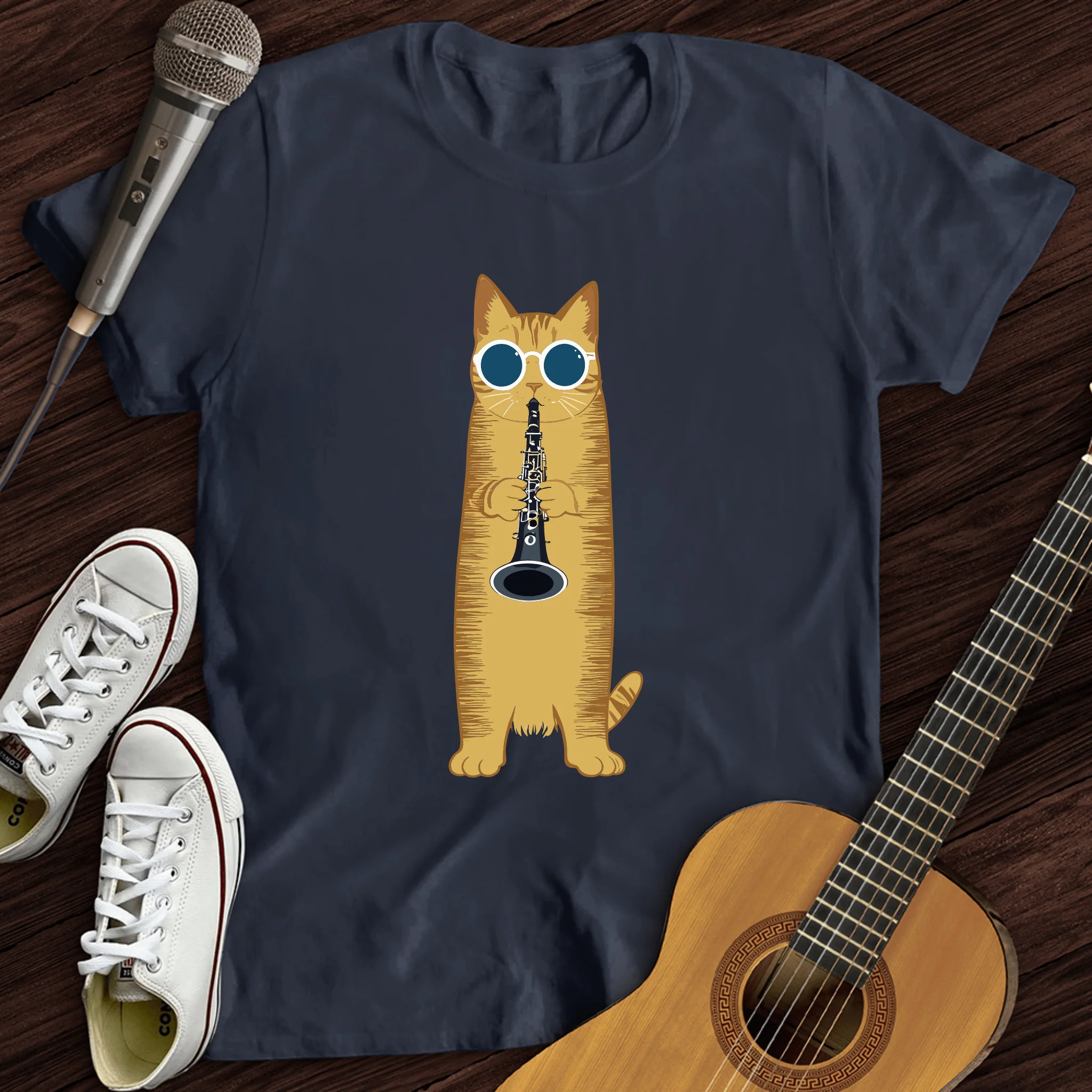 Cat Playing The Clarinet T-Shirt