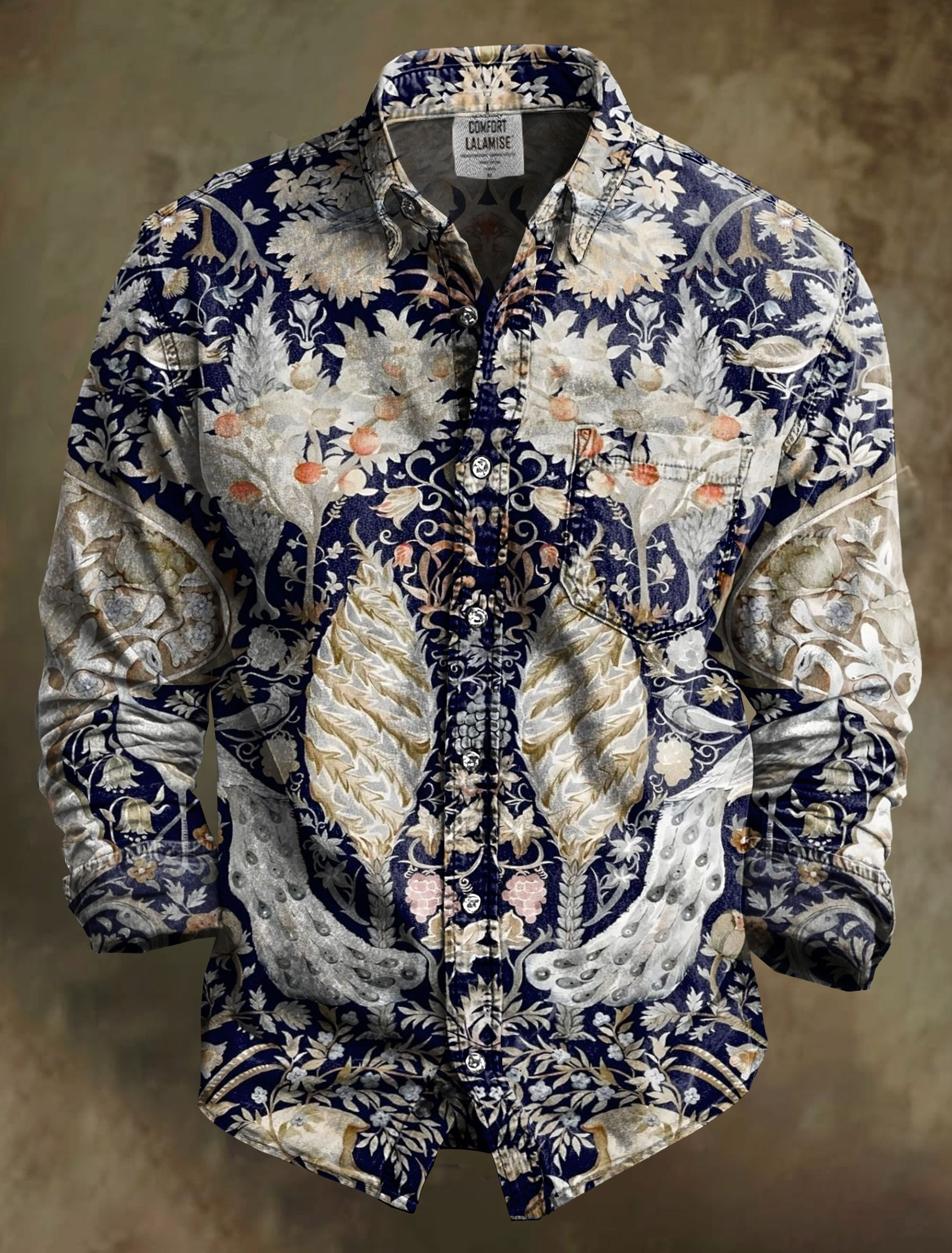 Vintage Art Print 100% Cotton Long Sleeve Shirt