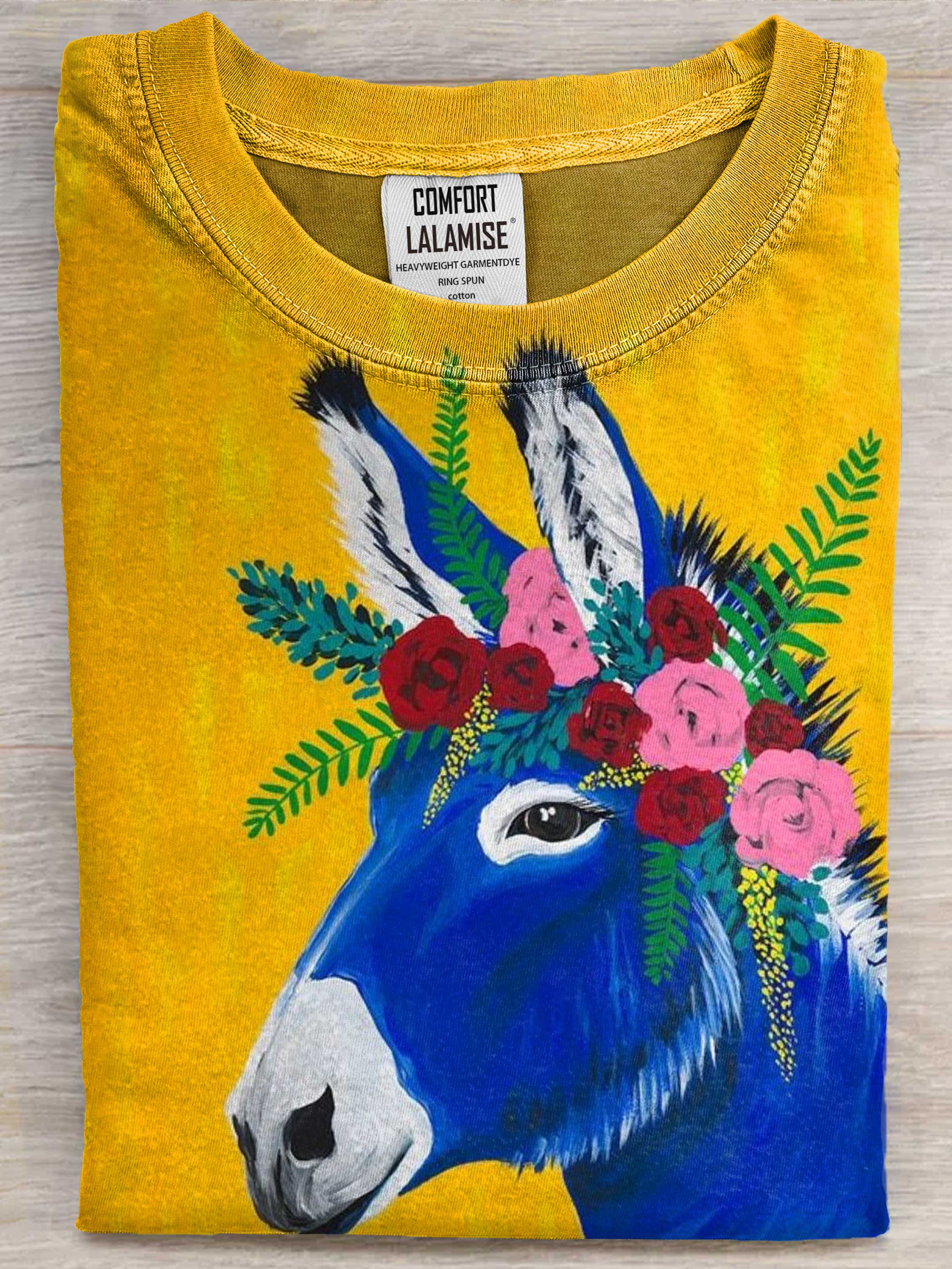 Donkey Art Print Cotton Casaul Short Sleeve T-shirt