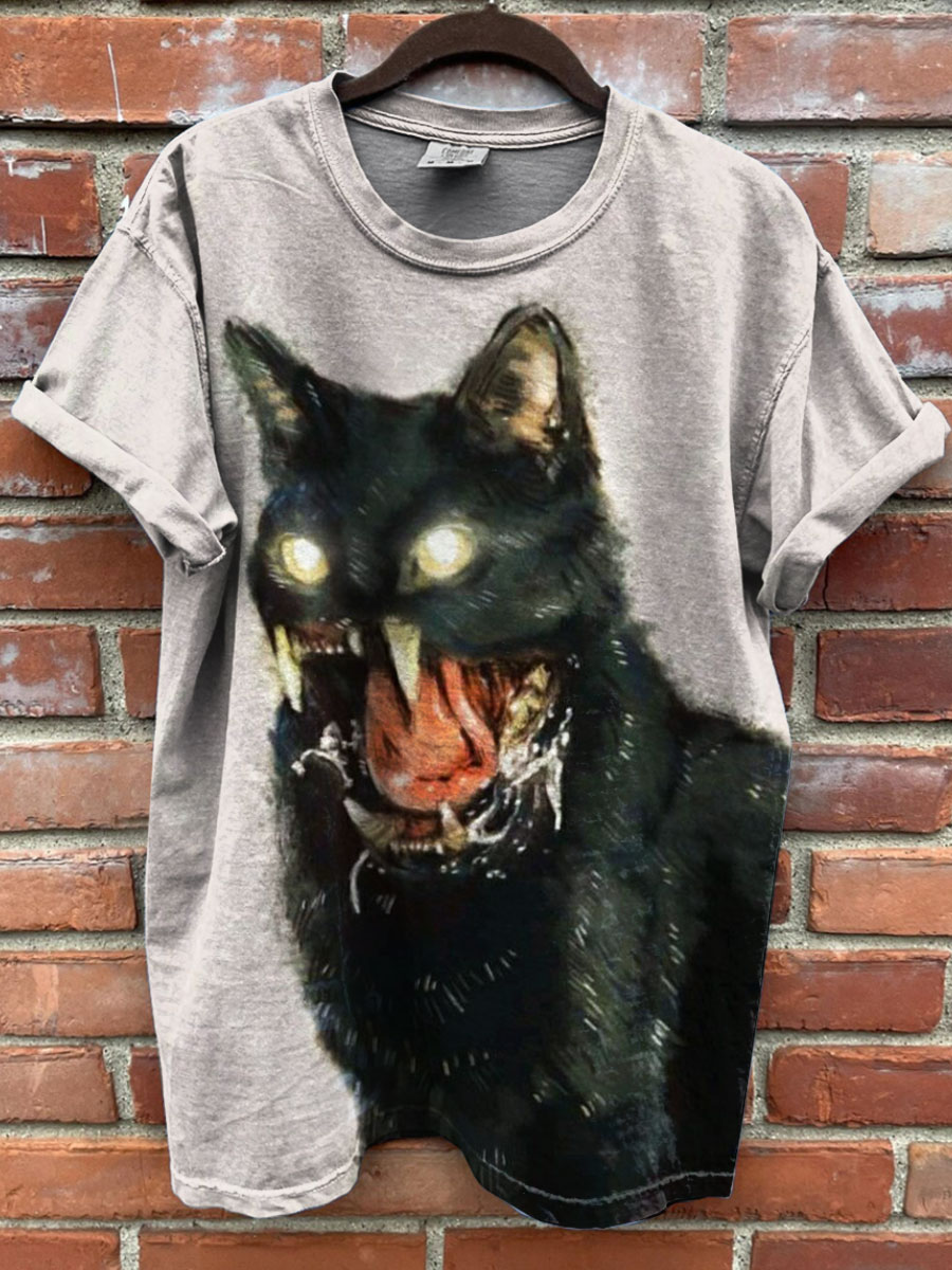 Cat Print Casual T-shirt
