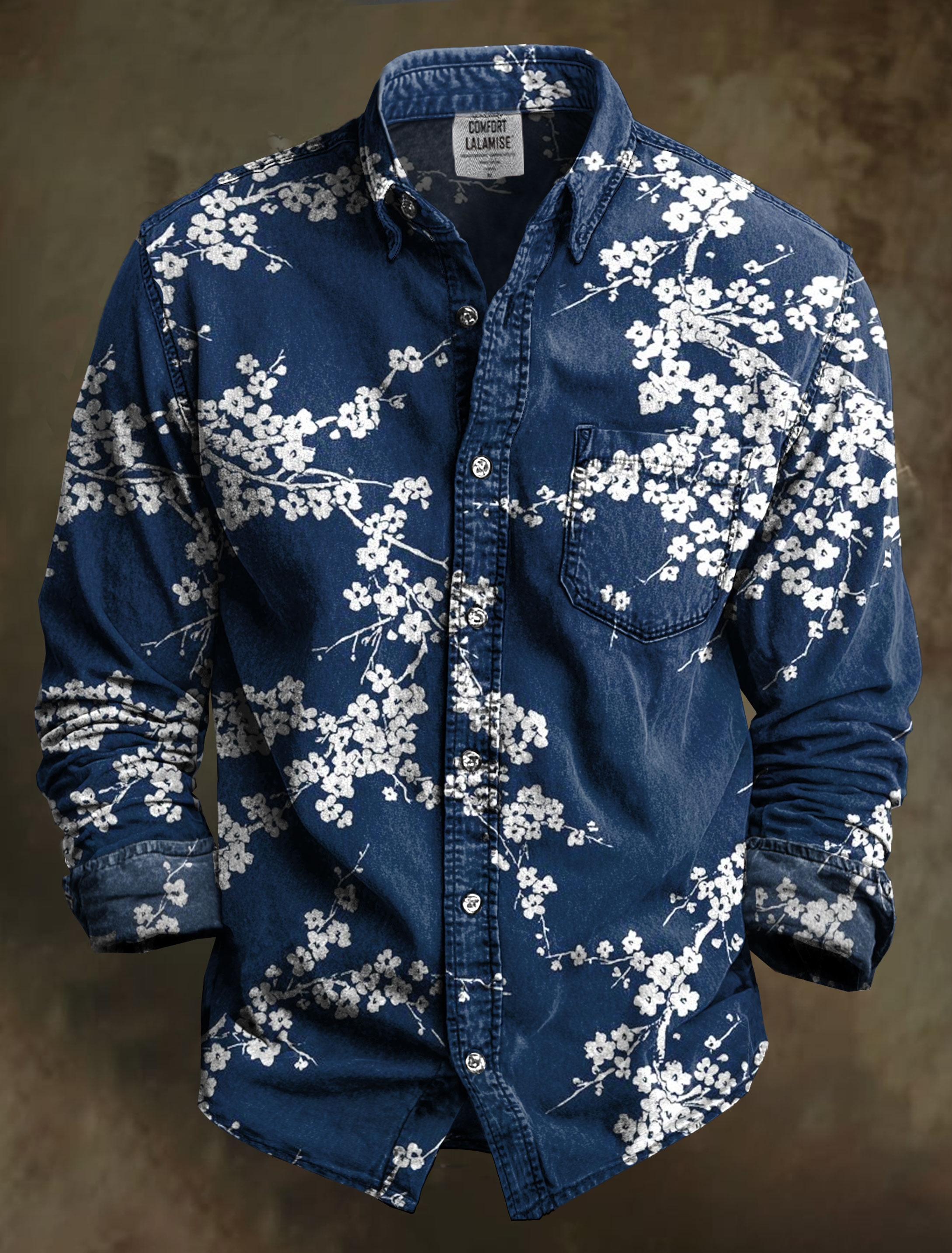 Vintage Bloom Art Print 100% Cotton Long Sleeve Shirt