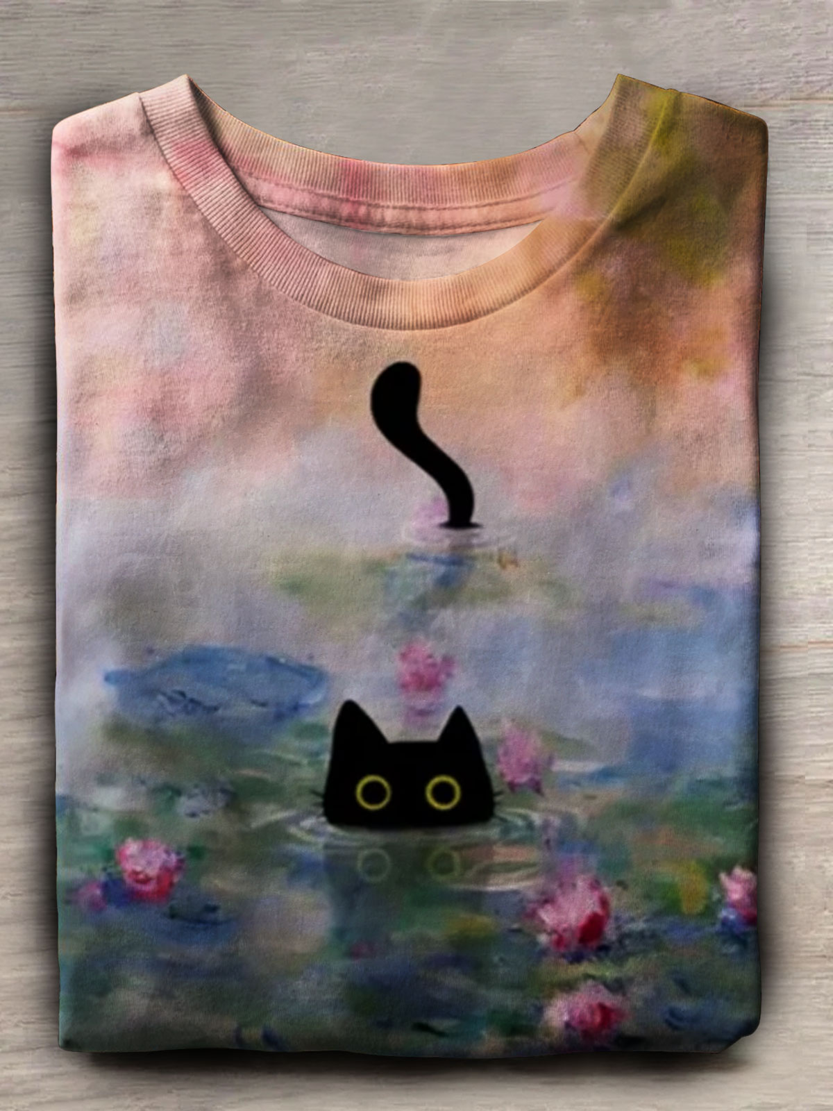 Cat Print Casaul Short Sleeve T-shirt