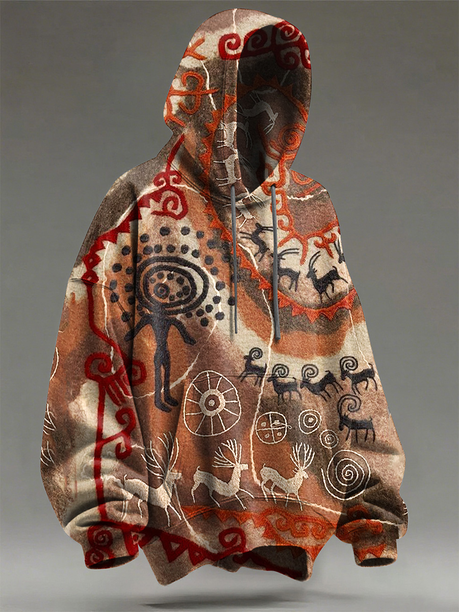 Retro Ethnic Pattern Art Print Casual Hoodie Sweatshirt