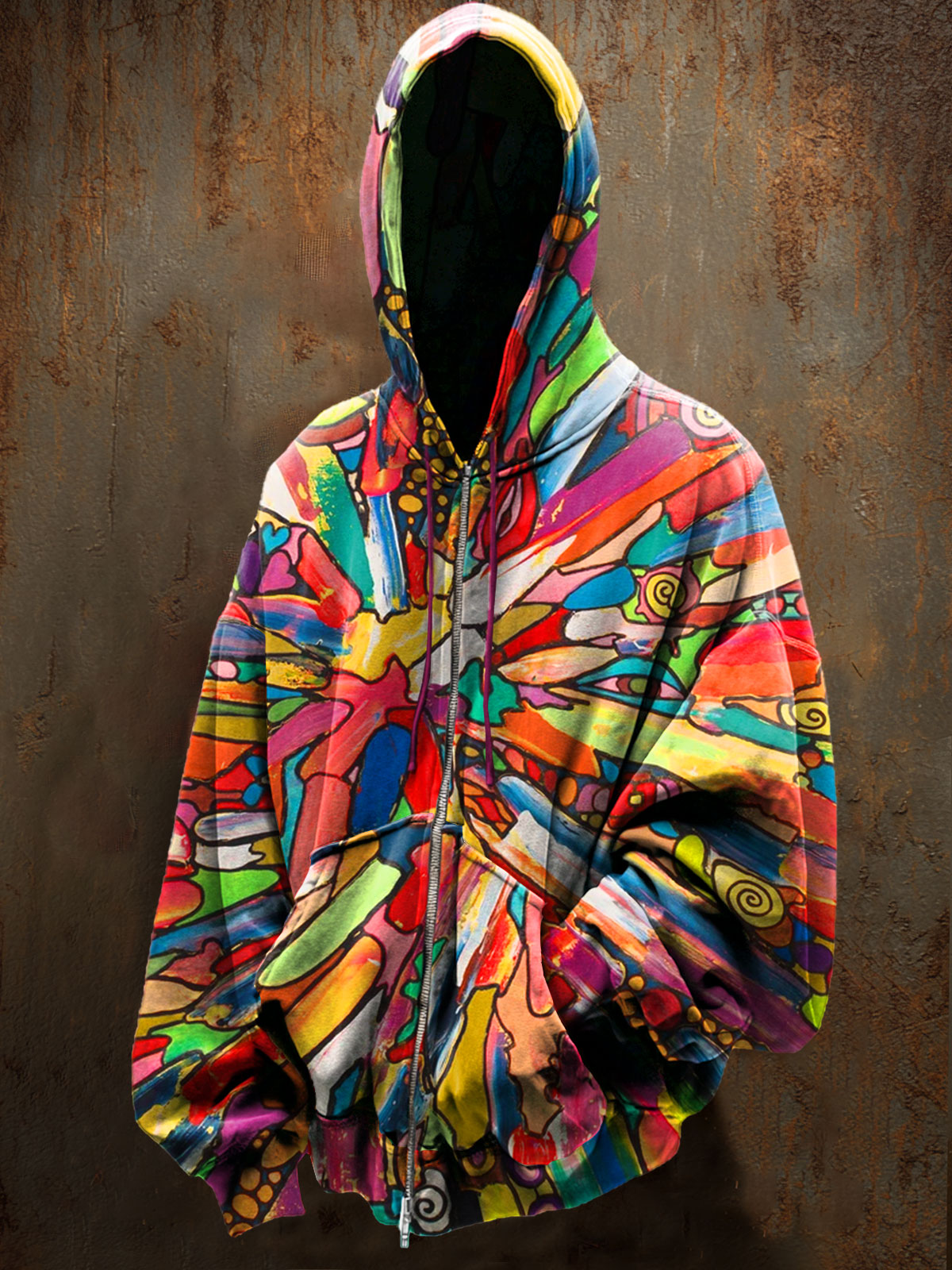 Abstract psychedelic trippy Art Print Casual Zip Hoodie Sweatshirt