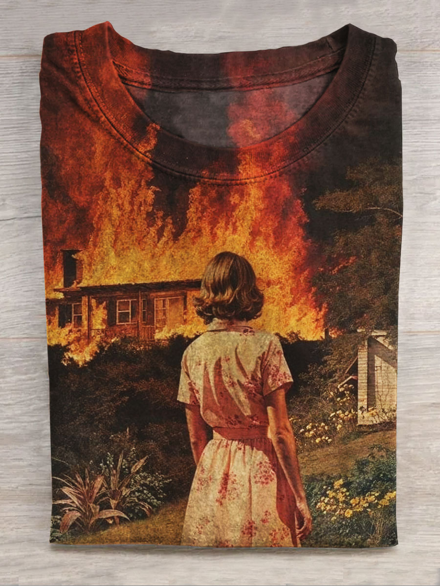 Dark Fantasy Art Printed Short-sleeved Top