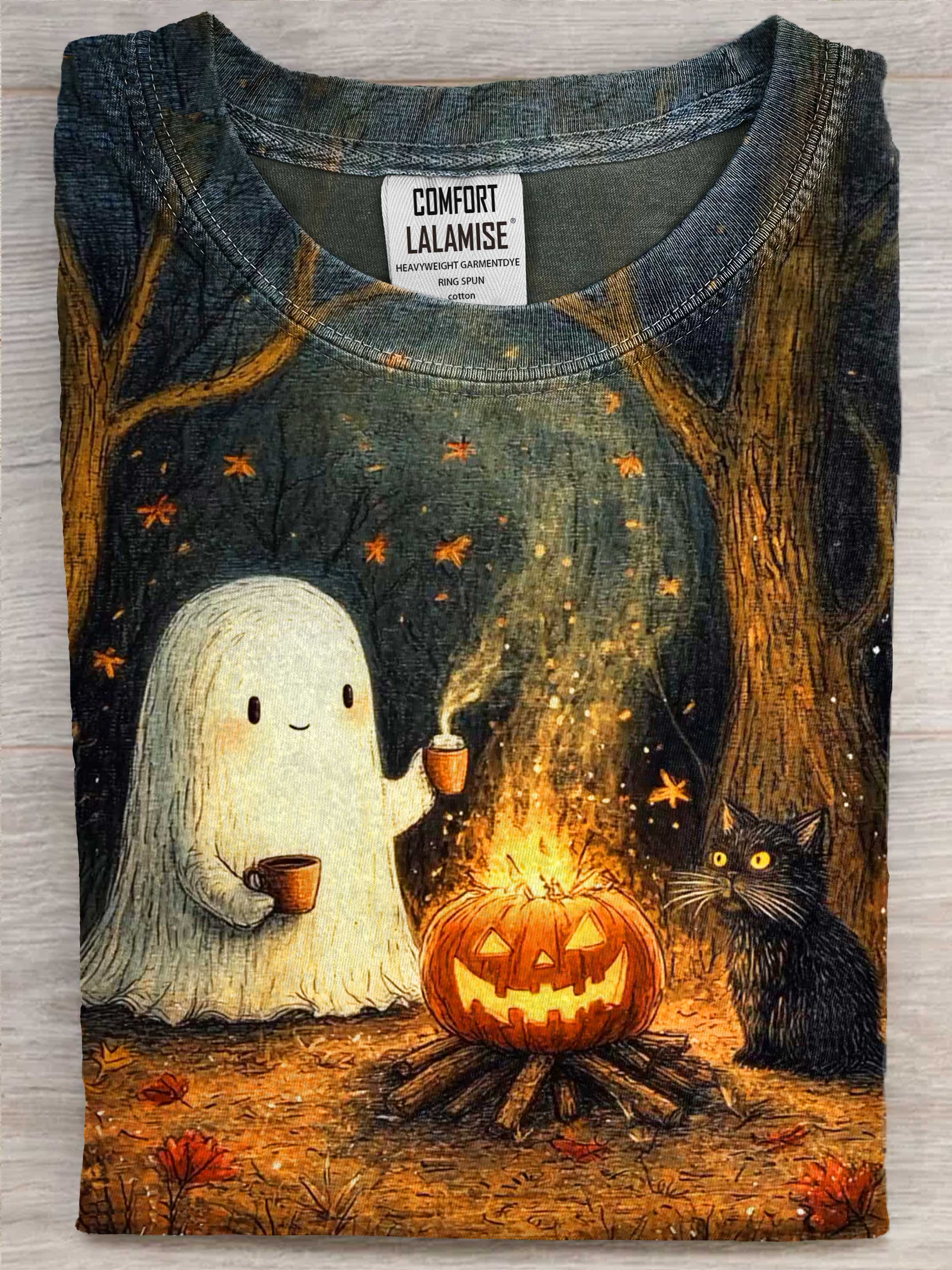 Funny Halloween Art Print Casual Cotton Short Sleeve T-shirt