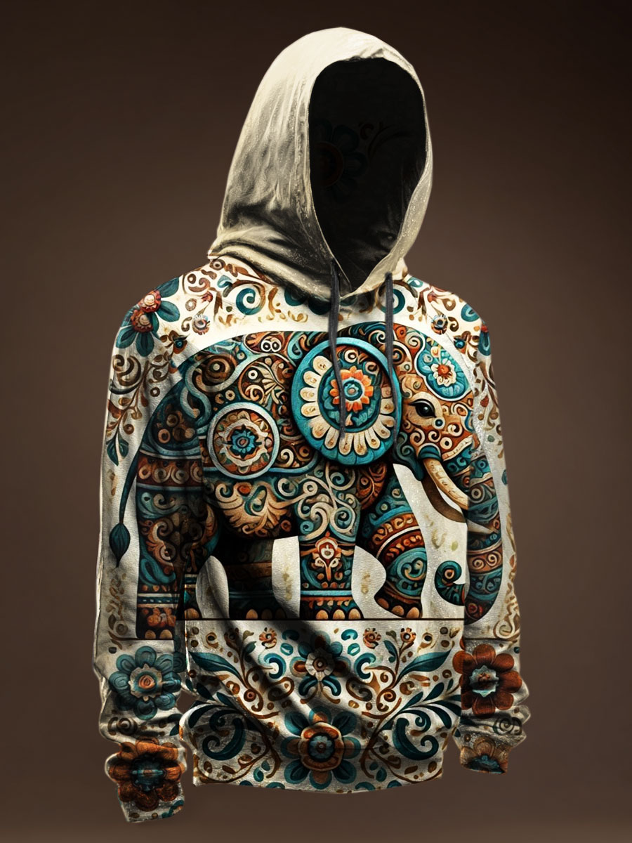 Elephant Prints Casual Hoodie Sweatshirt