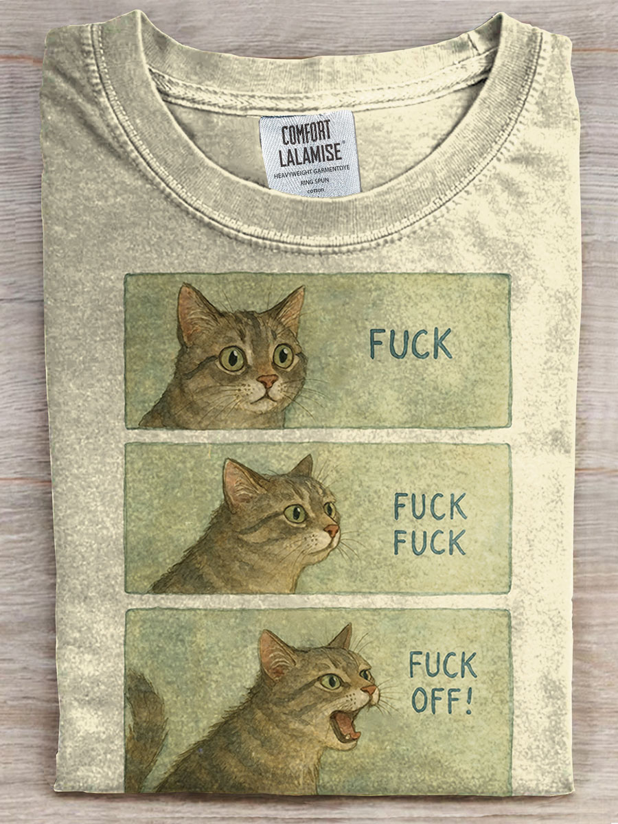 Funny Cat Printed Casual T-shirt