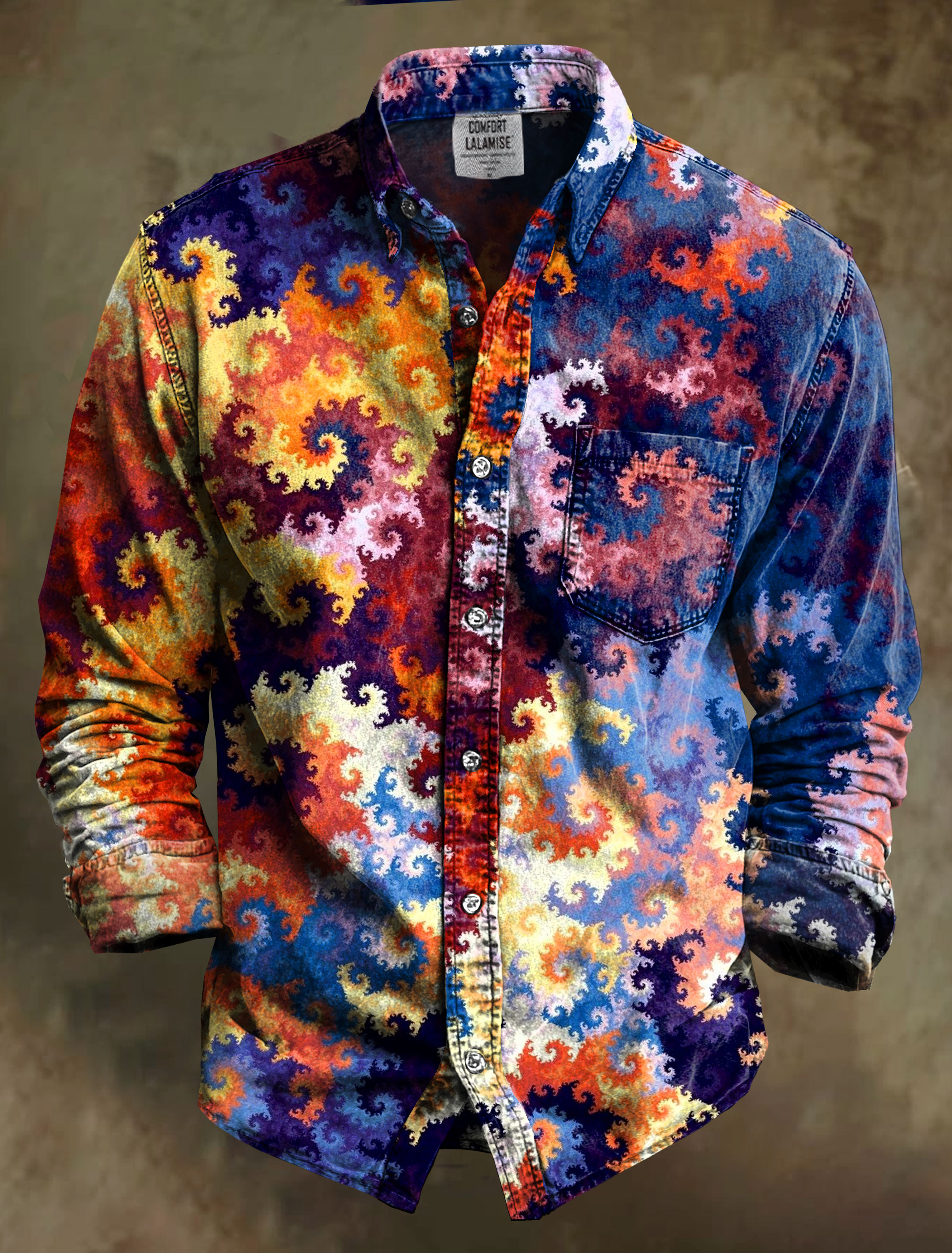 Abstrct Art Print 100% Cotton Long Sleeve Shirt