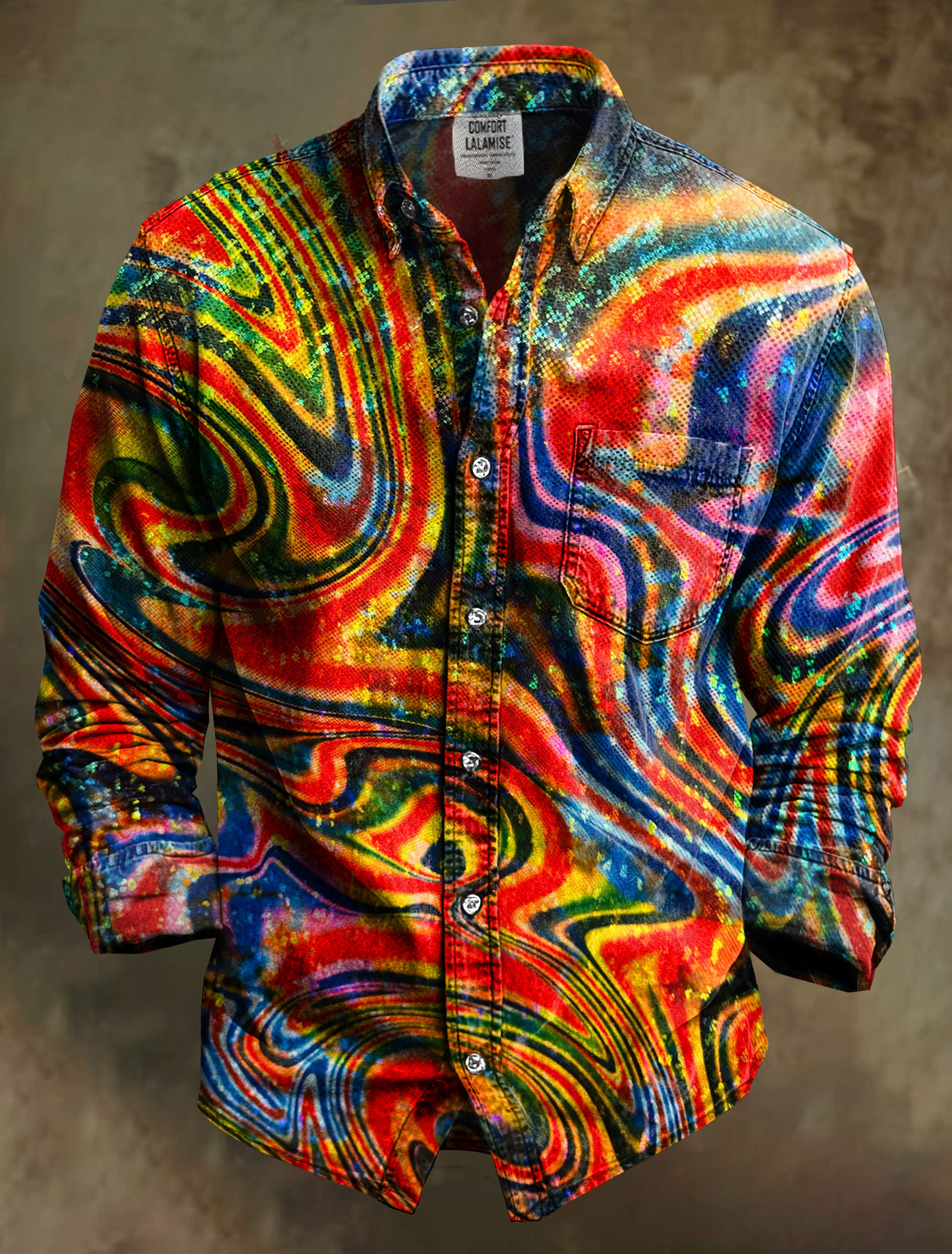 New Swirl abstract Art Print 100% Cotton Long Sleeve Shirt