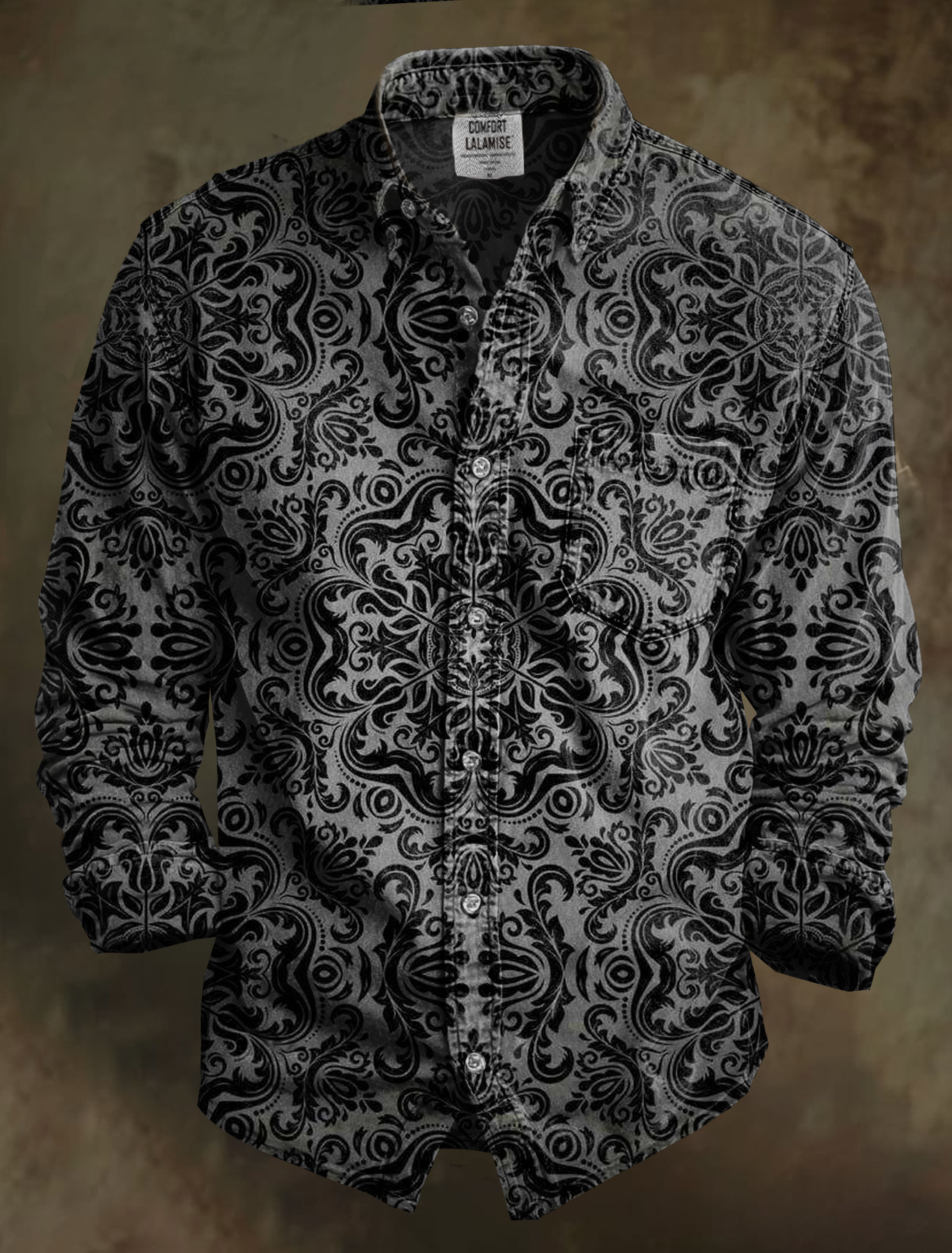 Vintage Art Print 100% Cotton Long Sleeve Shirt