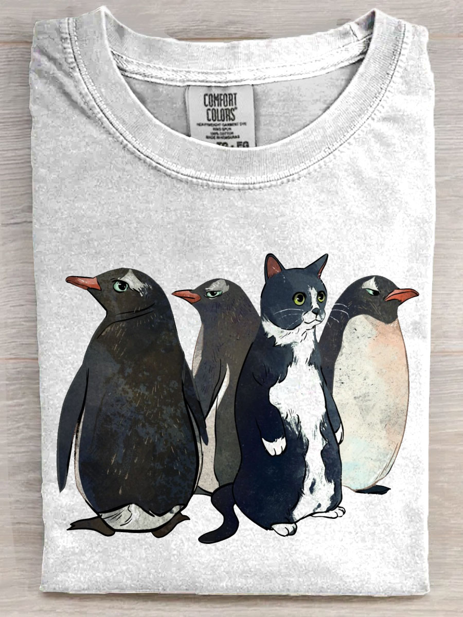 Funny Cat Art Print Casaul Short Sleeve T-shirt