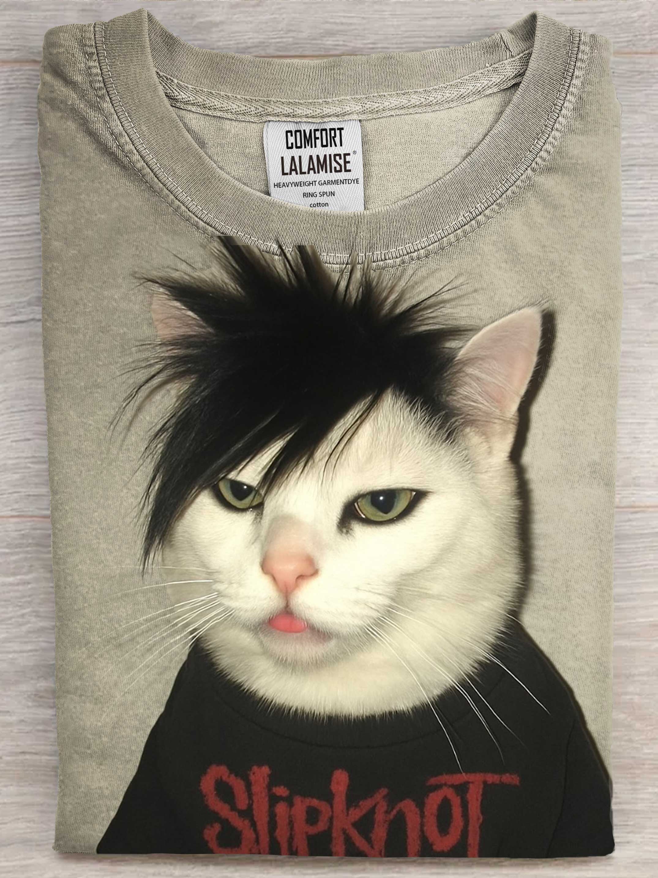 Funny Cat Art Print Cotton Casaul Short Sleeve T-shirt