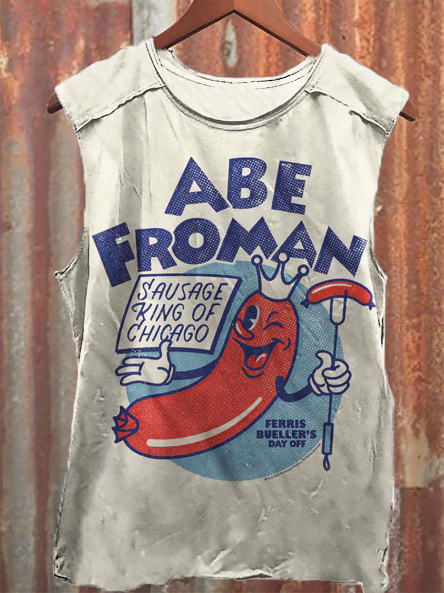 Vintage Print 100% Cotton Casual Tank Top