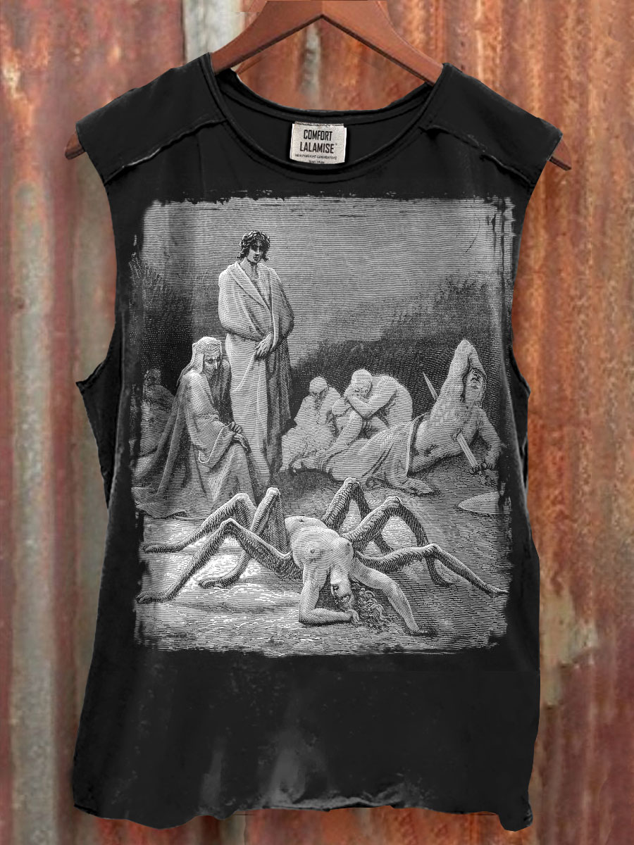 Vintage Print 100% Cotton Casual Tank Top