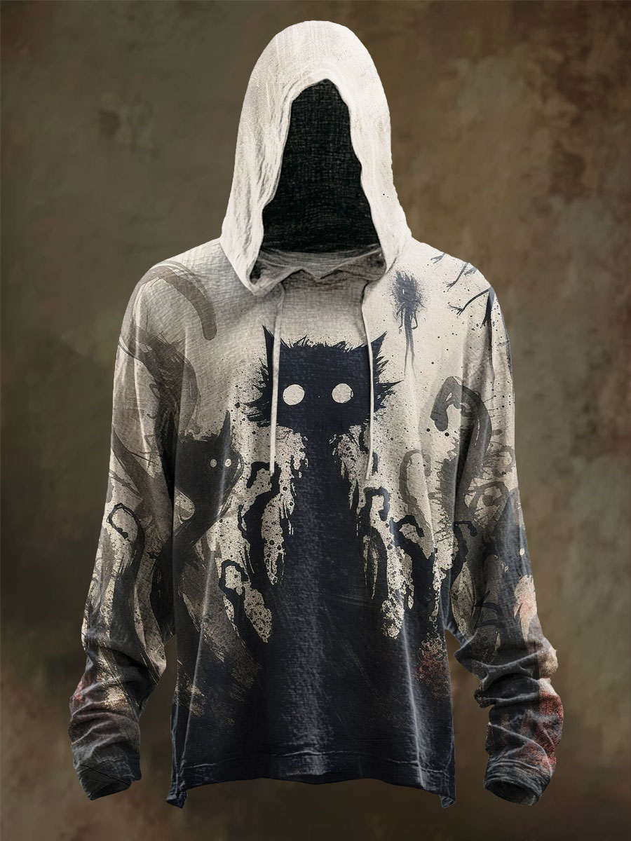 Black Cats Art Print Casual Long Sleeve Hoodie Shirt