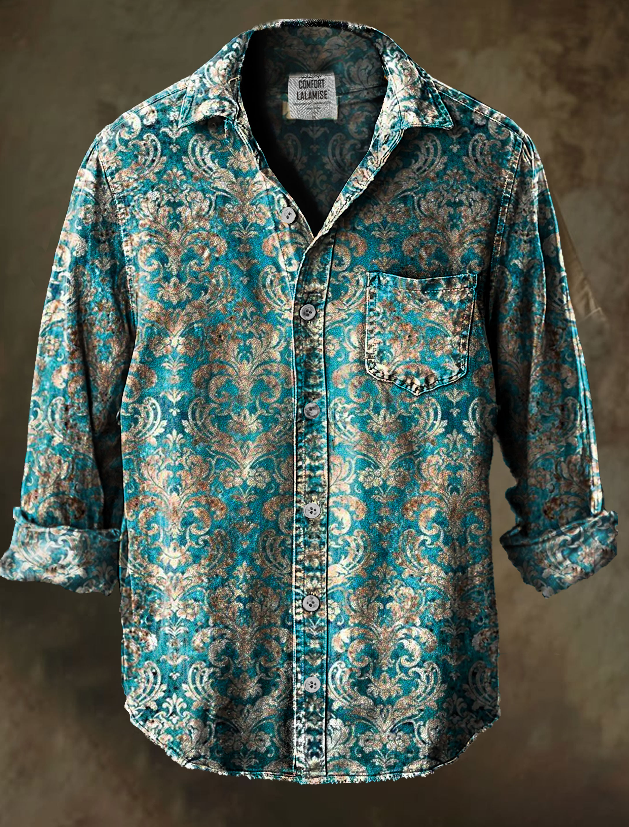 Vintage Art Print 100% Cotton Long Sleeve Shirt