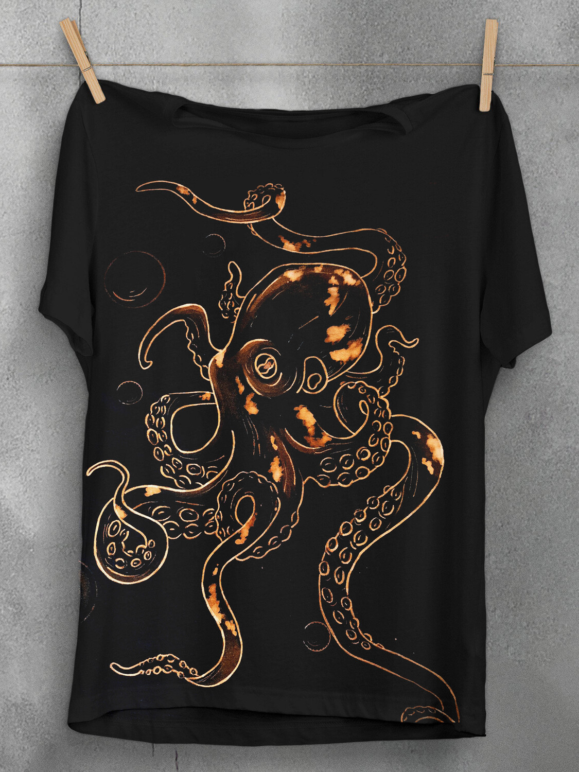 Men's Dark Art Octopus Graphic Print Casual T-Shirt